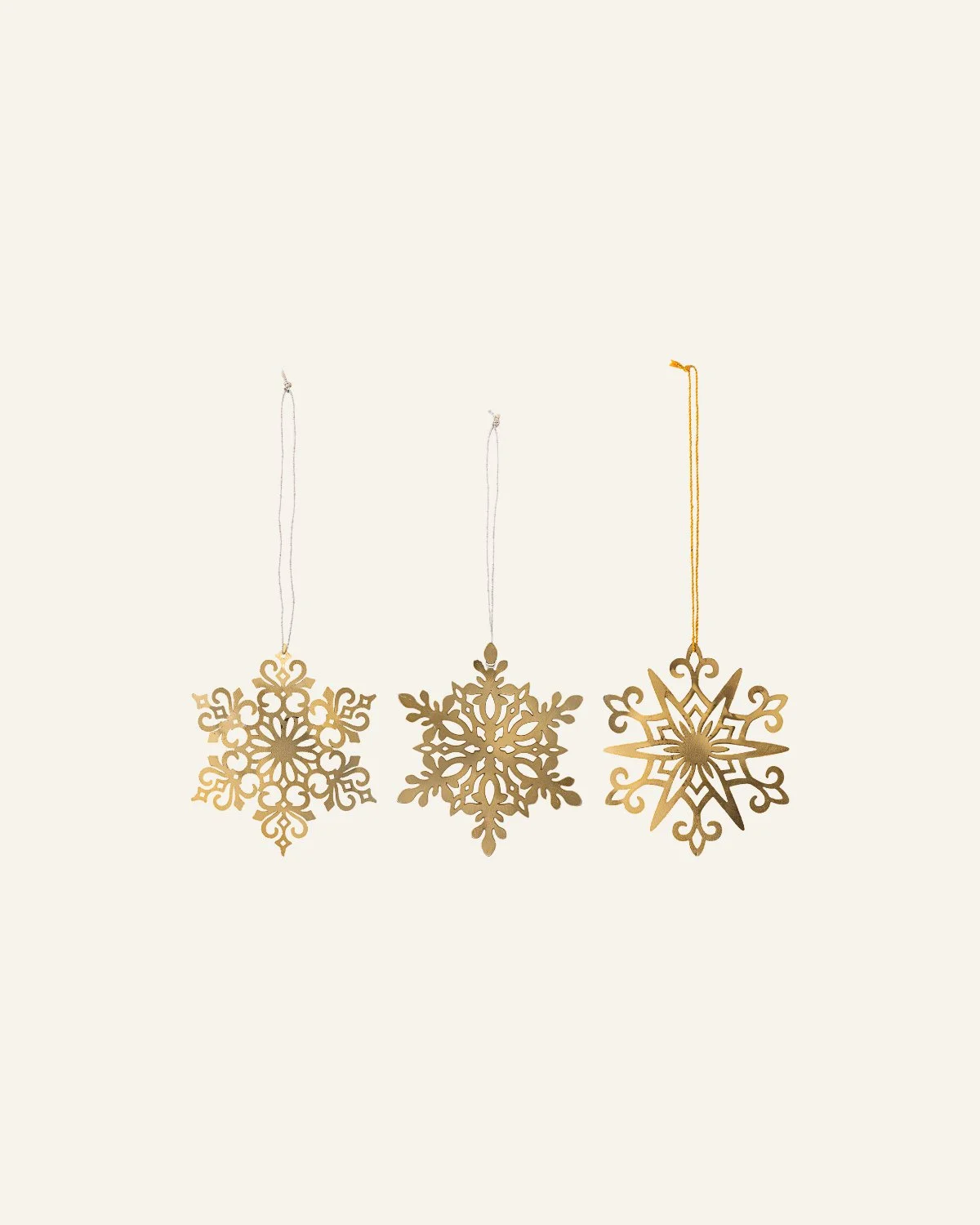Set of 3 Brass Snowflake Decorations