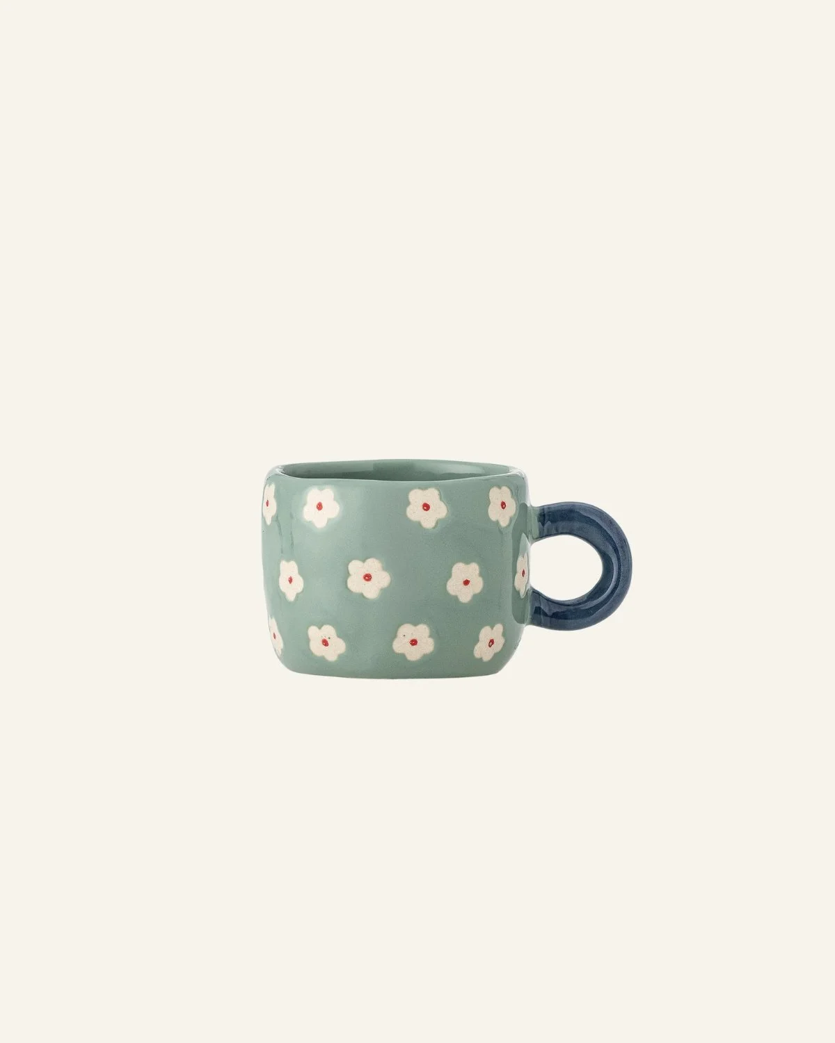 Blue Stoneware Floral Mug