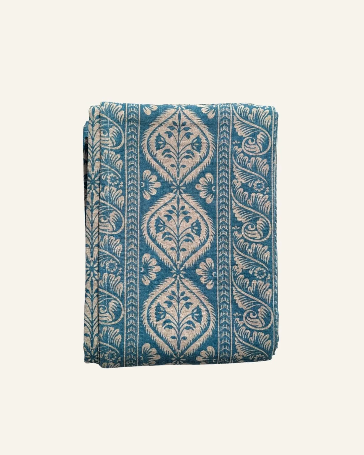 Host Home Folk Stripe Linen Tablecloth, Blue