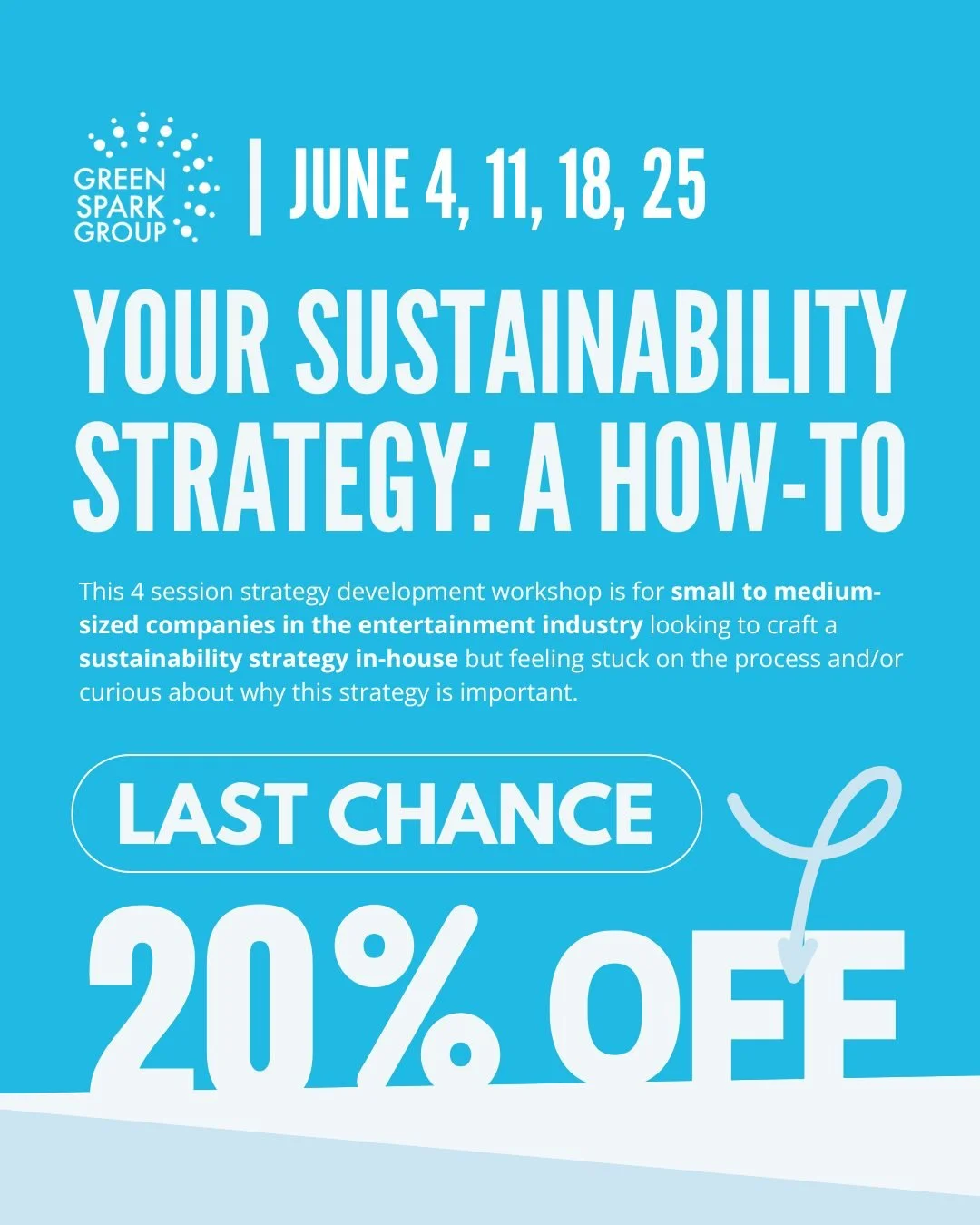 🚨 LAST CHANCE FOR OUR EARLY BIRD DISCOUNT!

Today&rsquo;s the last day to get 20% off 𝗬𝗼𝘂𝗿 𝗦𝘂𝘀𝘁𝗮𝗶𝗻𝗮𝗯𝗶𝗹𝗶𝘁𝘆 𝗦𝘁𝗿𝗮𝘁𝗲𝗴𝘆: 𝗔 𝗛𝗼𝘄-𝗧𝗼 workshop with the 𝗰𝗼𝗱𝗲 𝗘𝗔𝗥𝗟𝗬𝟮𝟬. ⏰

A strong sustainability strategy can change th