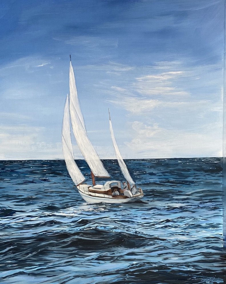 A painting of a sailing boat