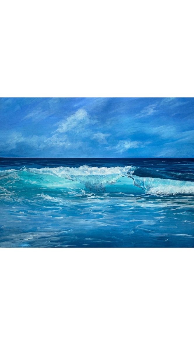 acrylic painting of crashing waves