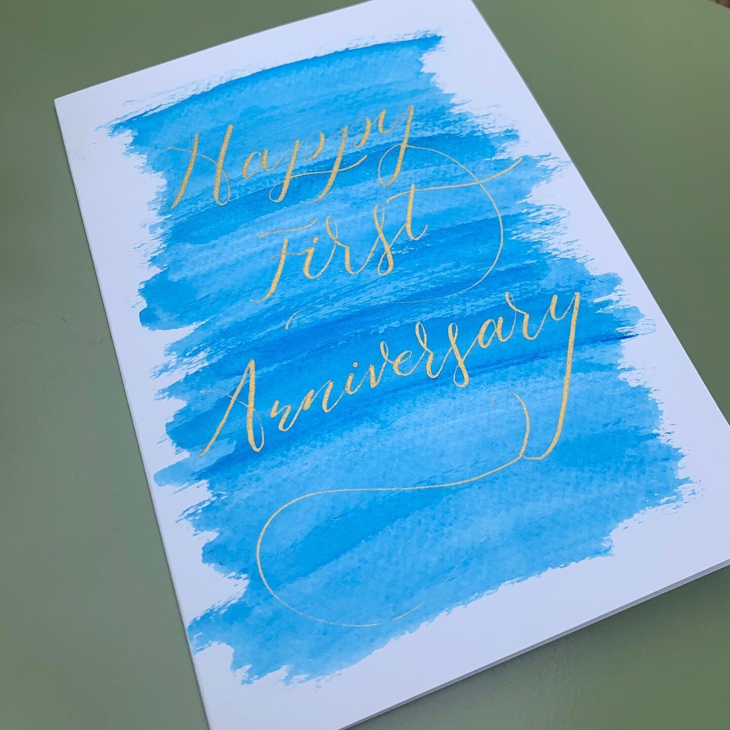 Anniversary // I was so pleased when David, one of my clients, got back in touch to ask if I could create an anniversary card for him to give to his wife, Sarah, on their one year anniversary! ⁣
⁣
I loved doing all their envelope addressing and on th