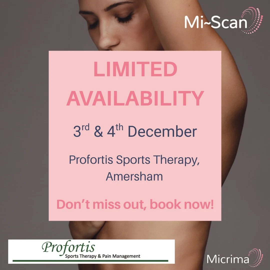 LIMITED APPOINTMENTS 
Our Amersham Mi~Scan&reg; pop-up is filling fast. 
📍 3&ndash;4 December
💗 2-day event only

The feedback from recent clients has been incredible:
⭐ &ldquo;Super friendly and welcoming.&rdquo;
⭐ &ldquo;Quick, pain-free and non-