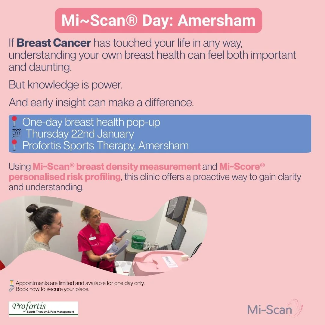 We are delighted to be back at @profortis_sports_therapy in Amersham on Thursday 22nd January.
Book now via https://Micrima.as.me/Profortis