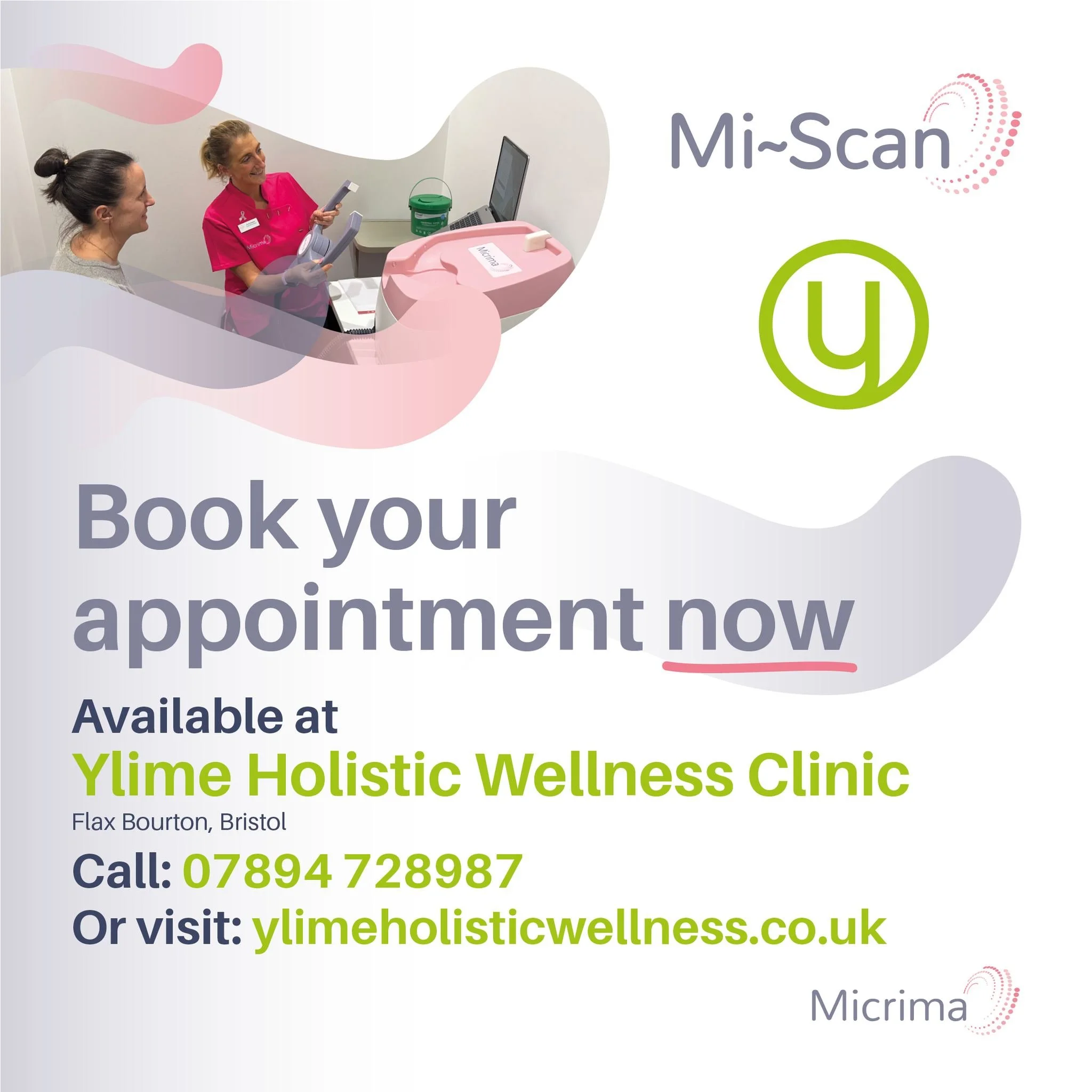 Take a proactive step towards understanding your breast health 💗
Mi~Scan&reg; and Mi~Score&reg; appointments are available with Emily at Ylime Holistic Wellness Clinic in Flax Bourton offering personalised insight in a professional, supportive setti