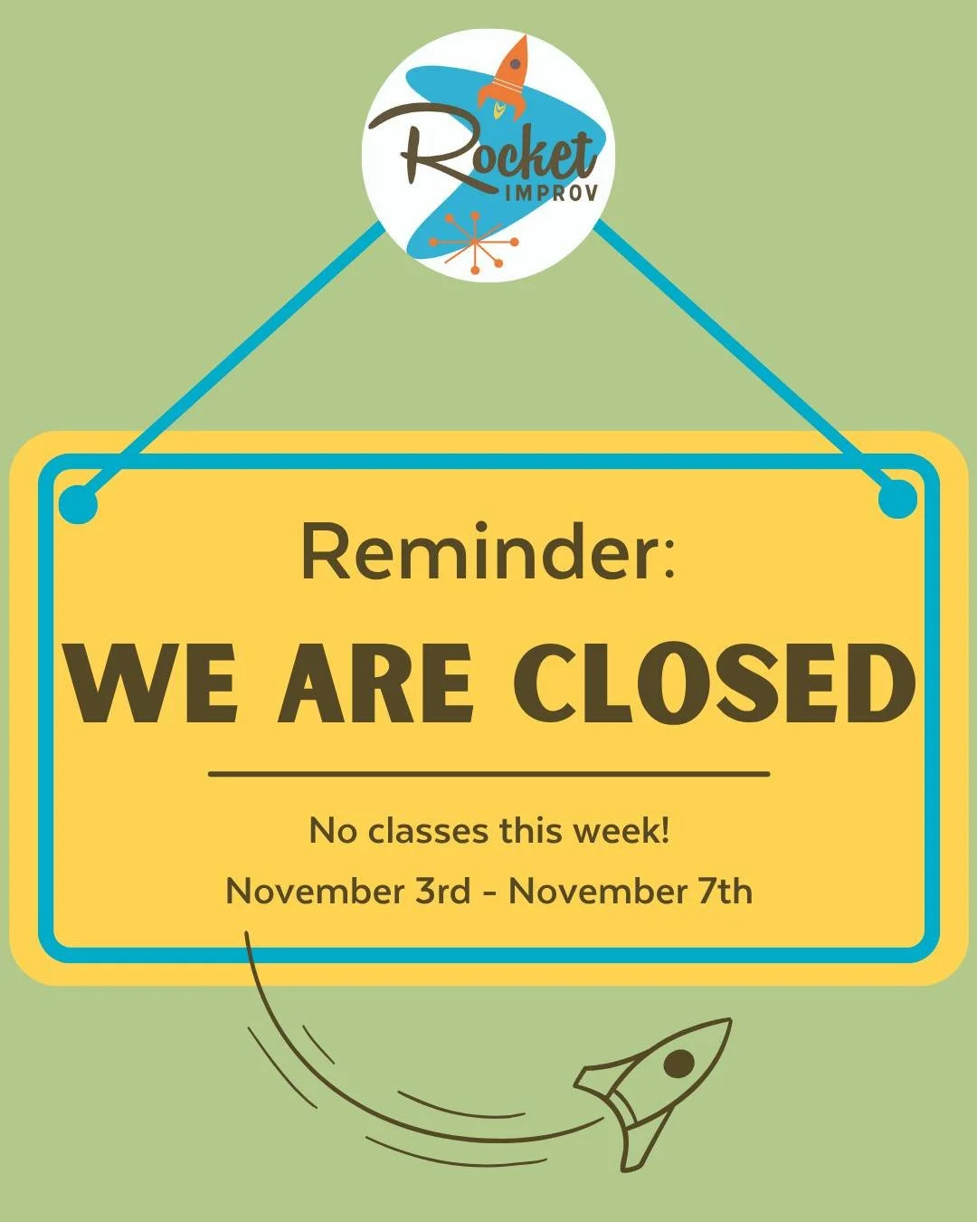 Just a quick reminder! We&rsquo;re closed this week, so no classes. 🚀

We'll see everyone next week! 💫

#NoClassesThisWeek #SeeYouSoon #BackNextWeek