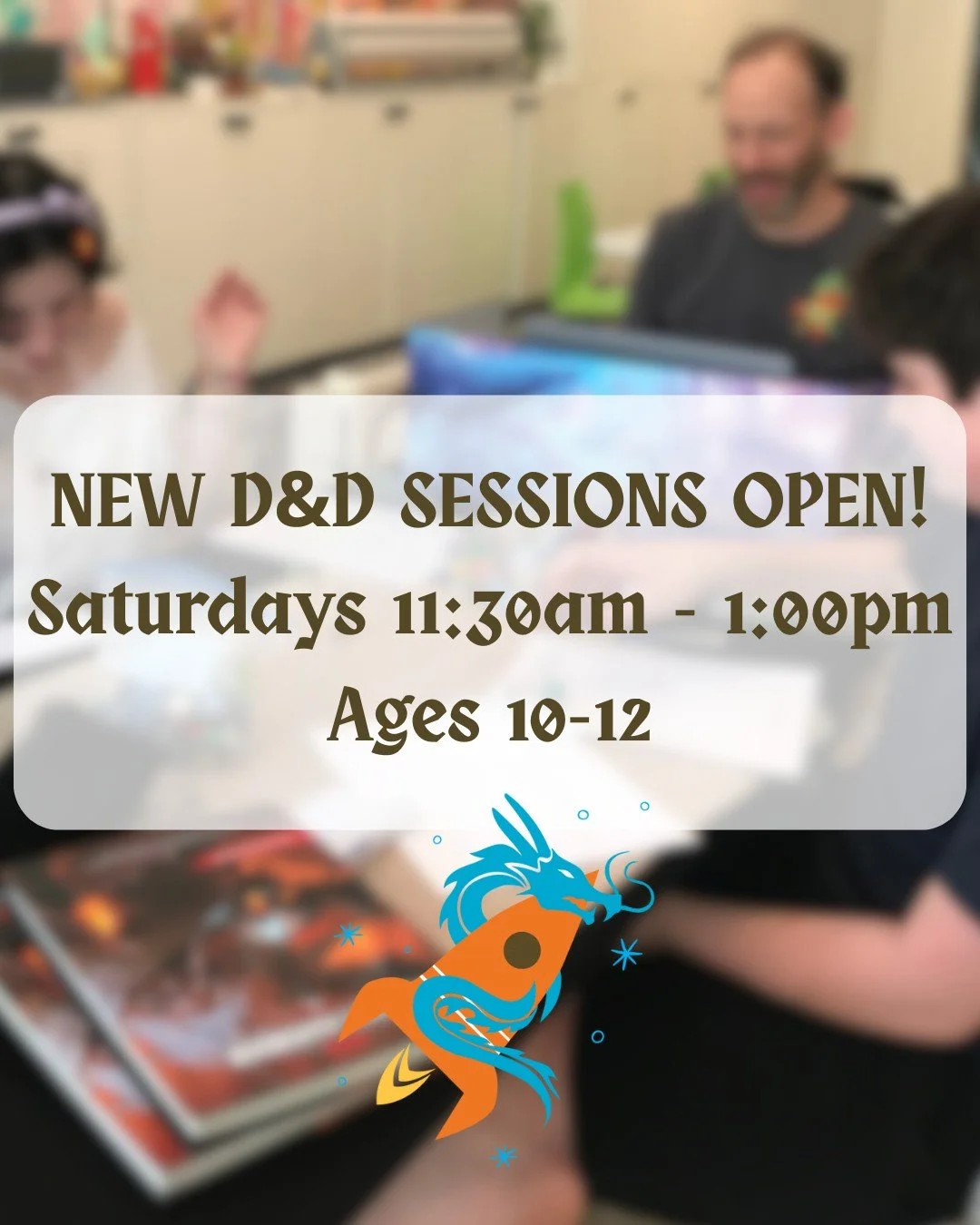 ✨ Join our NEW Saturday Dungeons &amp; Dragons sessions! 🐉🎲

Ages 10&ndash;12 can dive into worlds of imagination, teamwork, and epic storytelling every Saturday from 11:30am&ndash;1:00pm! ⚔️🧙&zwj;♂️

It&rsquo;s the perfect mix of creativity, prob