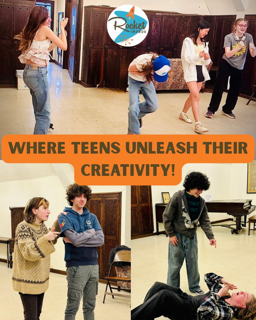 Who knew thinking on your feet could be this fun? 😆

Teens build confidence, expand their creativity, and work together to make scenes you can&rsquo;t plan ahead &mdash; it&rsquo;s spontaneous laughter every week! 🎭

Rocket Improv classes build con