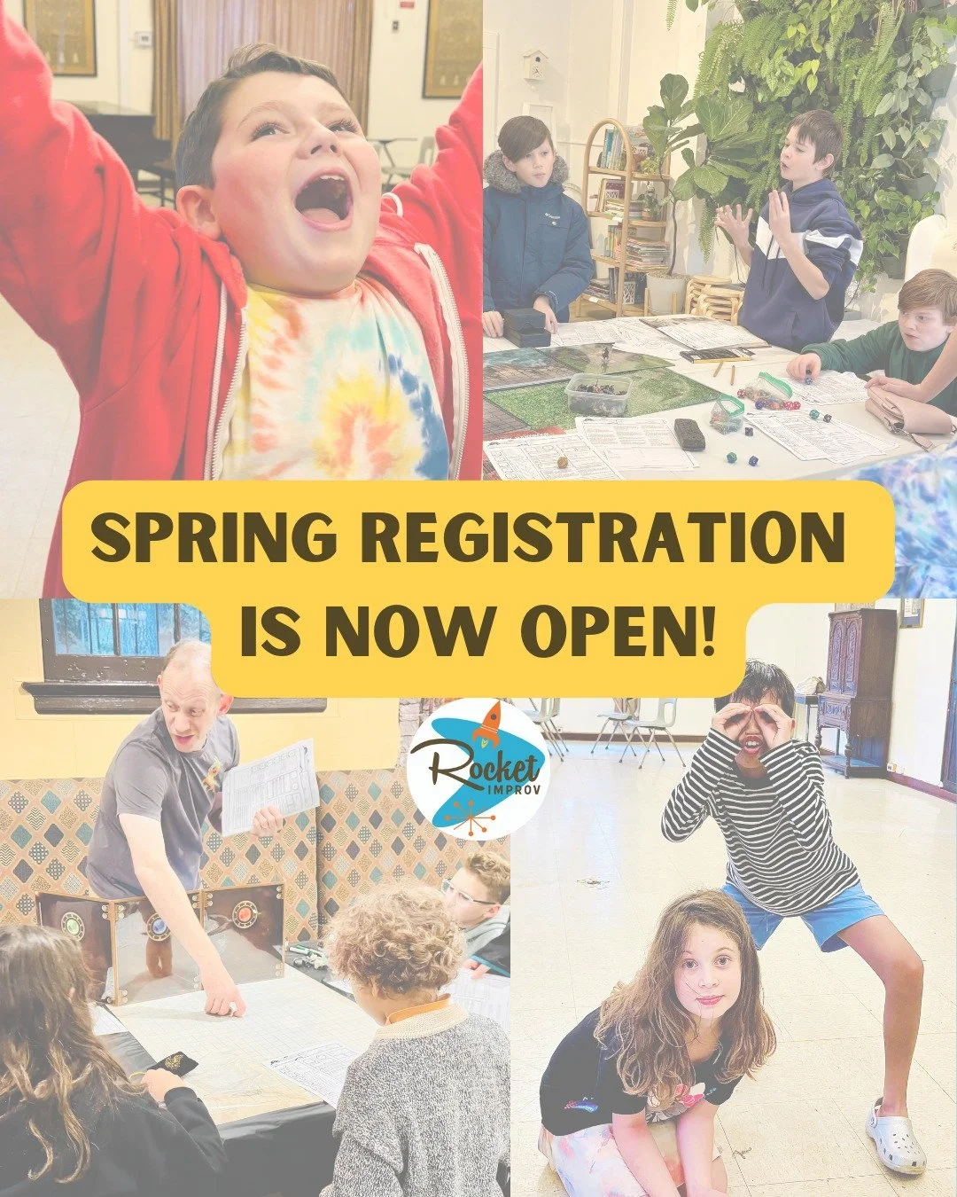 Anyone else counting down to spring? Same. 🙋&zwj;♀️

Good news: Spring registration is NOW OPEN for Rocket Improv kid classes &amp; D&amp;D! 🎉

Lock in your student&rsquo;s spot now so they&rsquo;re ready to roll when spring arrives (it&rsquo;s com