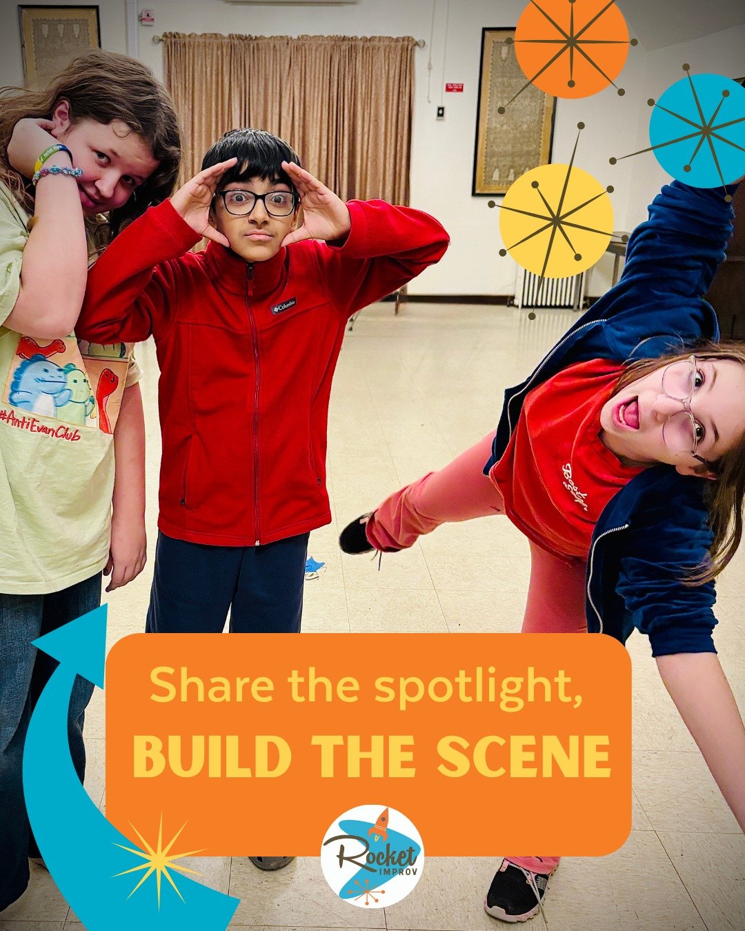 One of the first things kids learn in our improv classes is how to share the spotlight. 🎭🚀

Taking turns, listening, and supporting each other are at the heart of every great scene, (and they&rsquo;re skills that carry far beyond the stage.)

In ou