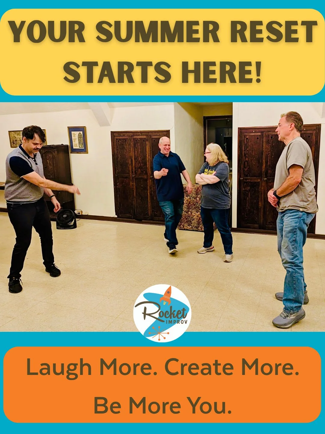 Hey you! 👋

Ready for a different kind of summer? ☀️🎭

This is your sign to step away from the same old routine and try something that gets you laughing, creating, and connecting with new people.

Our summer classes are packed with games, laughter,
