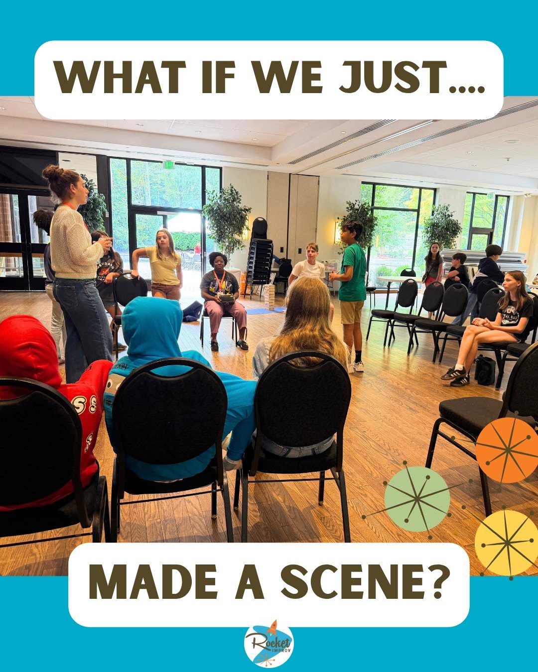 What happens when there&rsquo;s no script?

You make something up. You build on someone else&rsquo;s idea. You create a character, a world, a whole scene&mdash;together.

That&rsquo;s the fun of improv. 🎭

Rocket Improv gives teens a place to take c