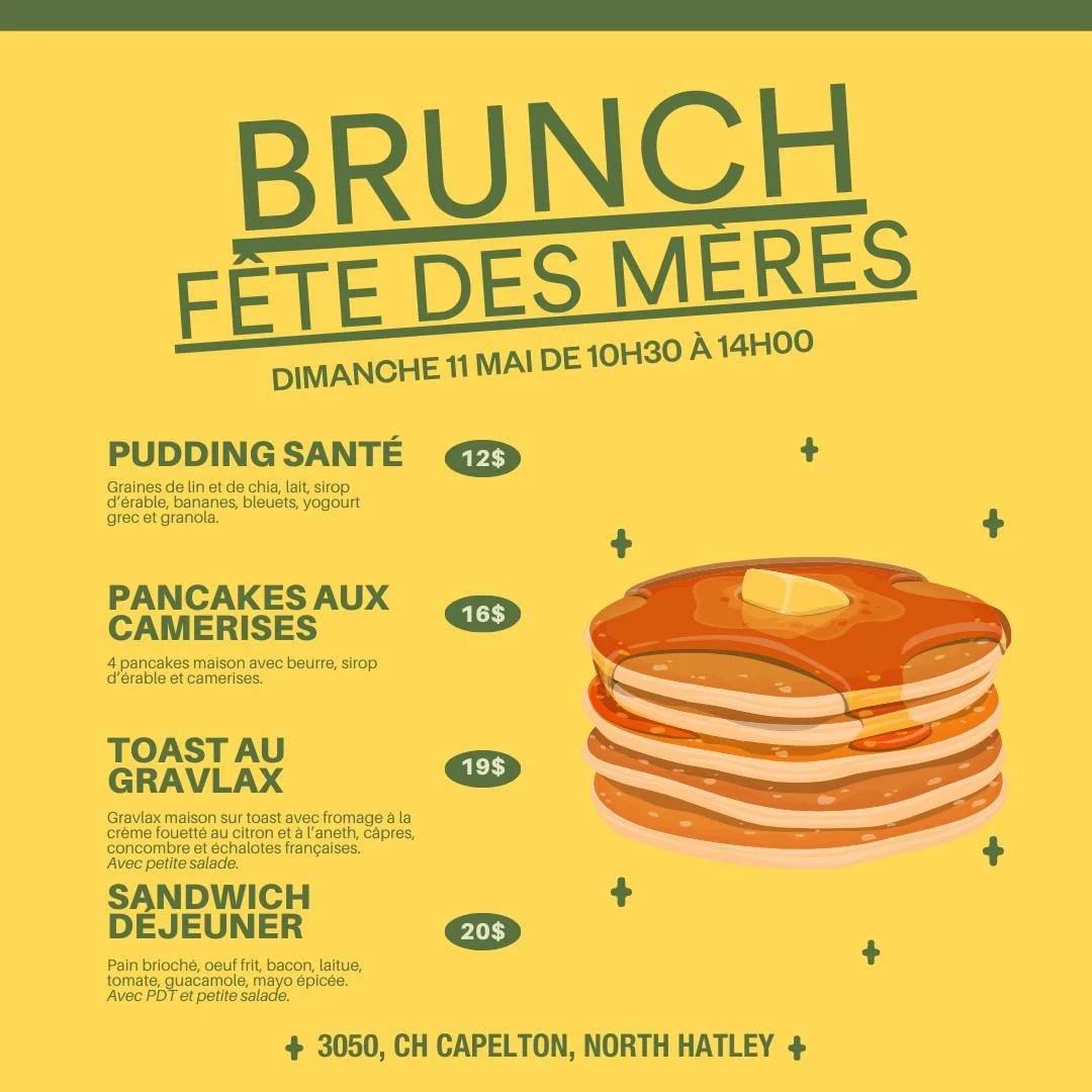 🥞Eh oui, nous faisons finalement&hellip; un brunch!🥞

Le dimanche 11 mai, de 10h30 &agrave; 14h00, nous vous proposons un menu brunch sp&eacute;cial pour c&eacute;l&eacute;brer la f&ecirc;te des M&egrave;res.

R&eacute;servation fortement recommand