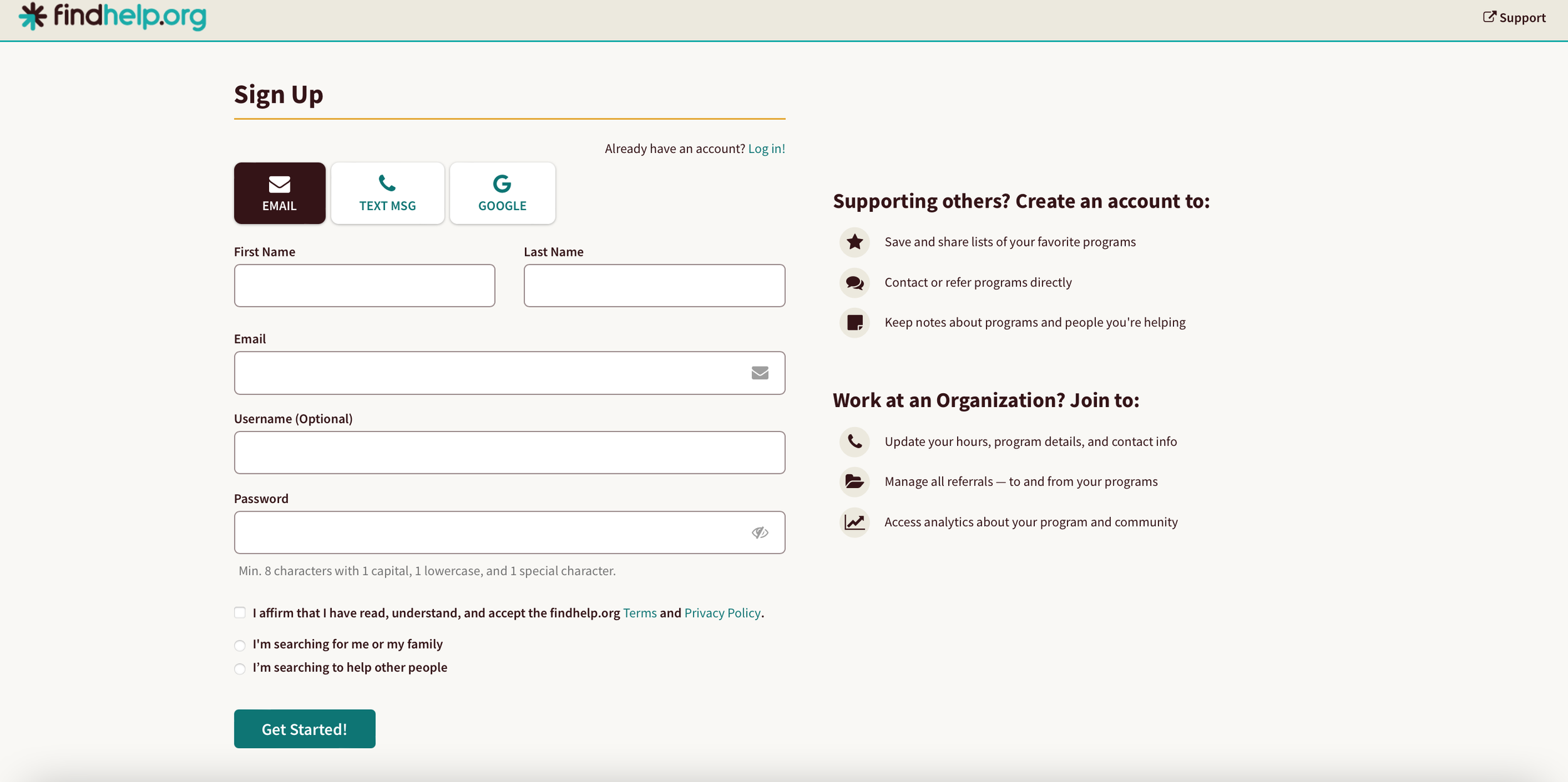 Competitor: Aunt Bertha. Simple and direct onboarding process for organizations with a thorough approval process.