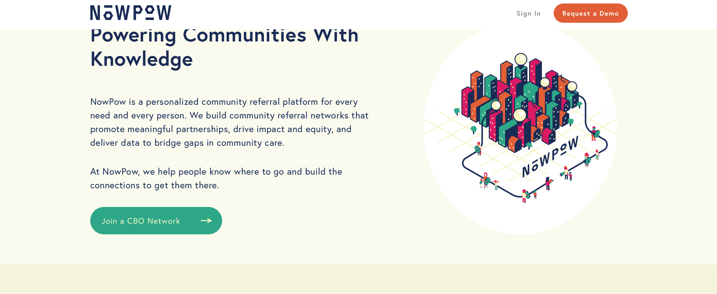 Competitor: NowPow. Clear communication to users through thoughtful UX writing, and strategic UI elements with accessible CTA buttons.