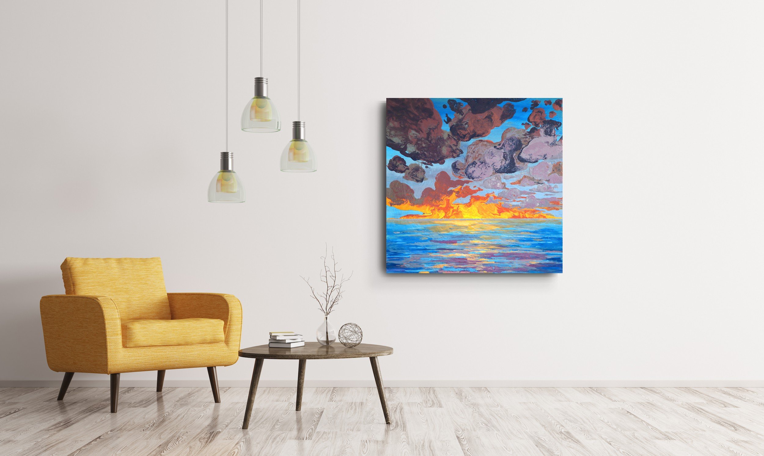 ai kabasawa art アクリル画～Bright future〜 Bright Future. 26 x 26 inches. — Leah's Acrylic Pours Original