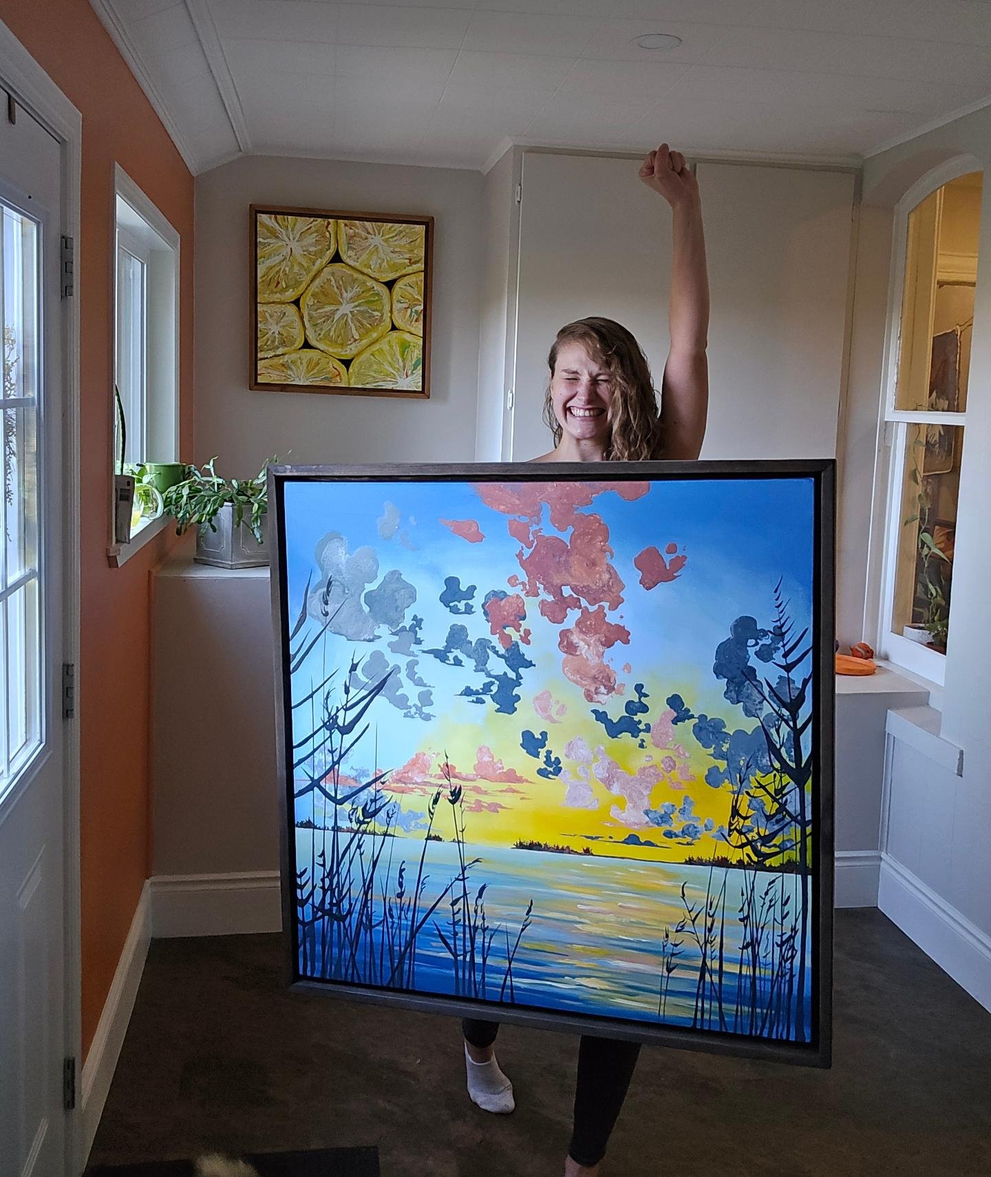 Starting now I'm featuring one painting every week with a 25% off sale during the slow months! 

I wanted to start off strong with one of my favorite available pieces &quot;Edge of Smoke Lake&quot;. It has a dark walnut frame that I made in the wood 