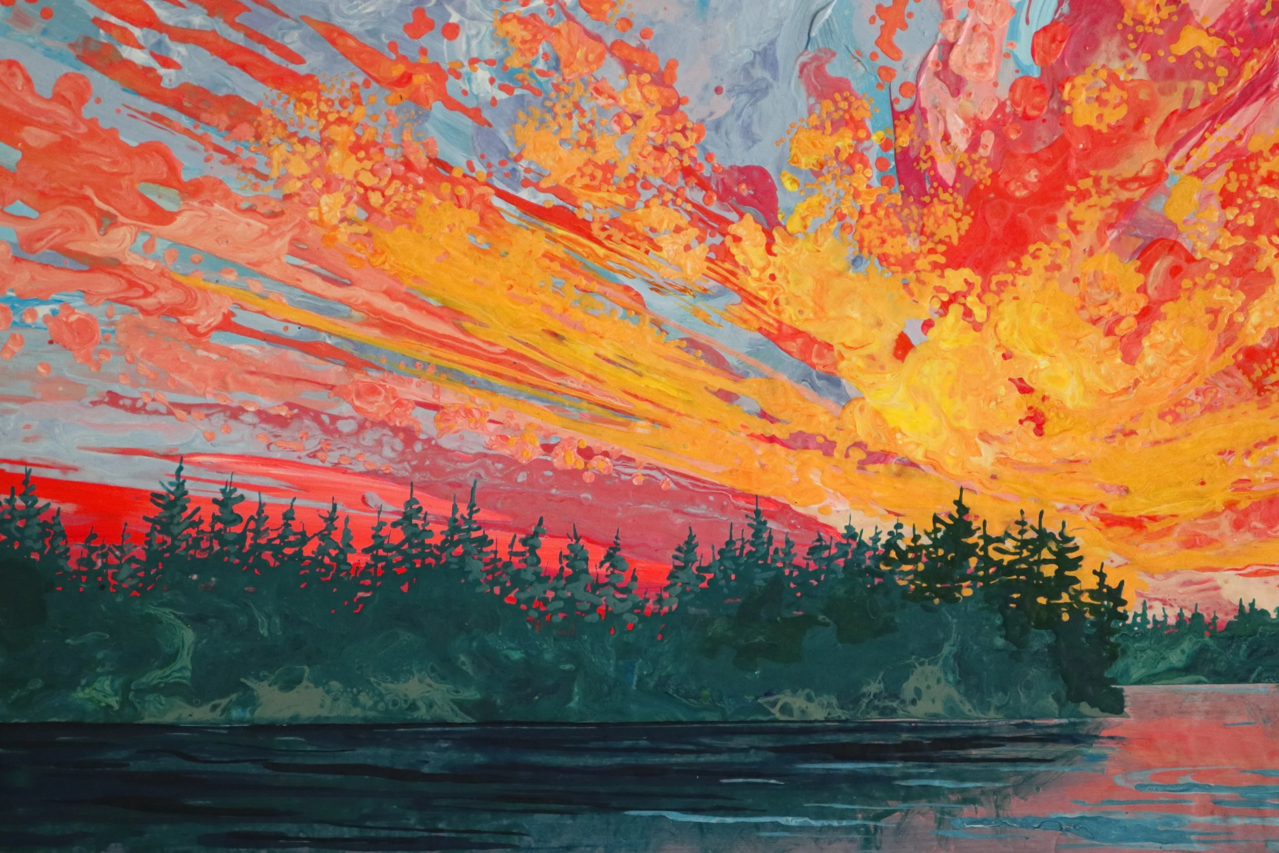 The Last Sunset. 20 x 30 inches. — Leah's Acrylic Pours Original