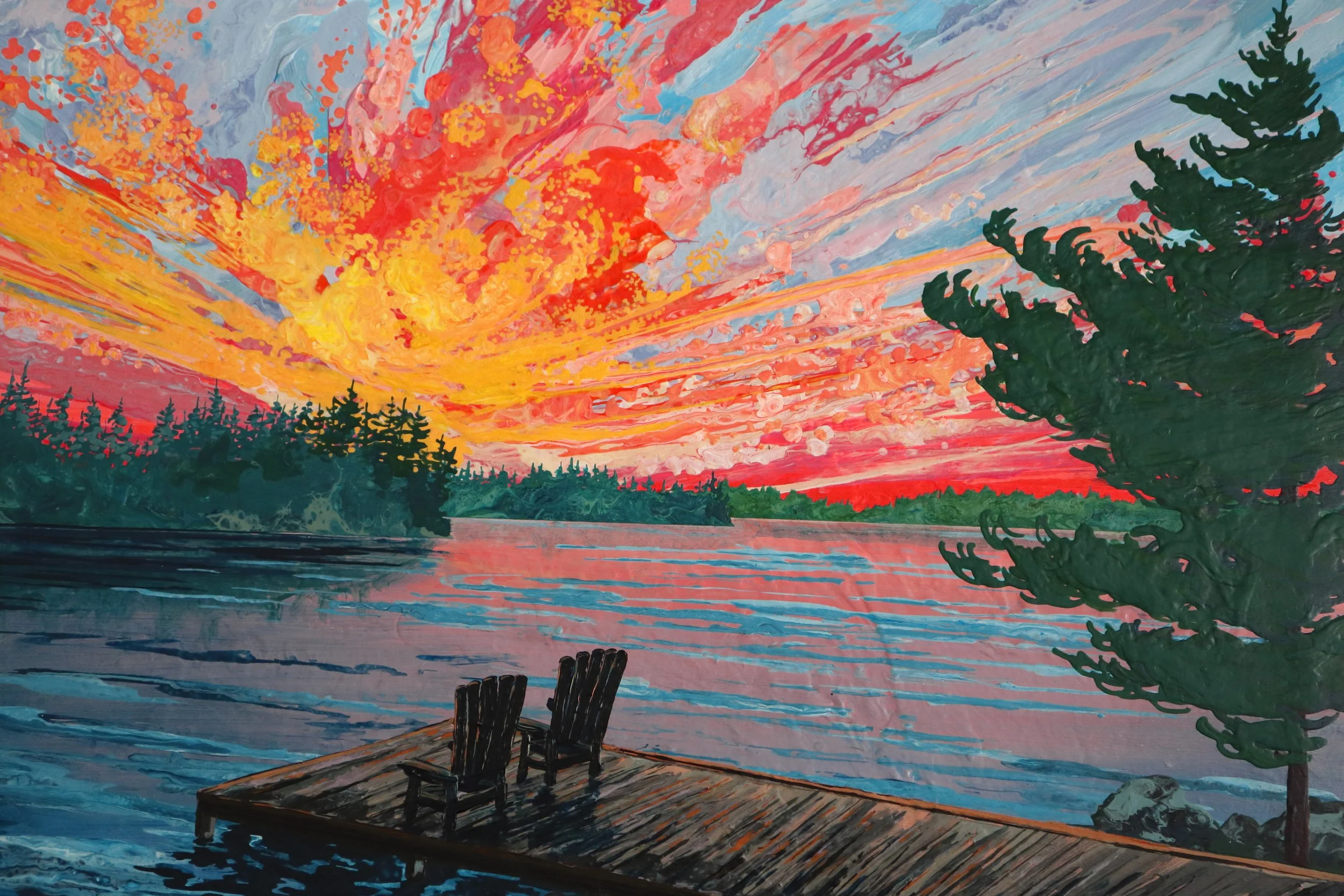 The Last Sunset. 20 x 30 inches. — Leah's Acrylic Pours Original