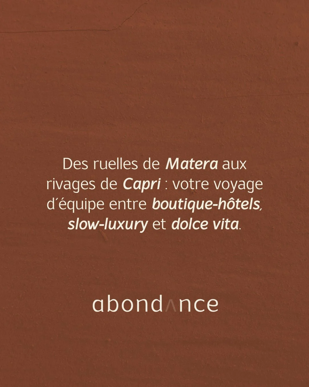 🛵 Italie confidentielle &bull; Matera, Rome, Capri, Naples, Ombrie&hellip; Nous imaginons vos s&eacute;jours d&rsquo;&eacute;quipe dans une Italie discr&egrave;te et sensorielle.

Boutique-h&ocirc;tels au c&oelig;ur des oliviers, refuges d&rsquo;est