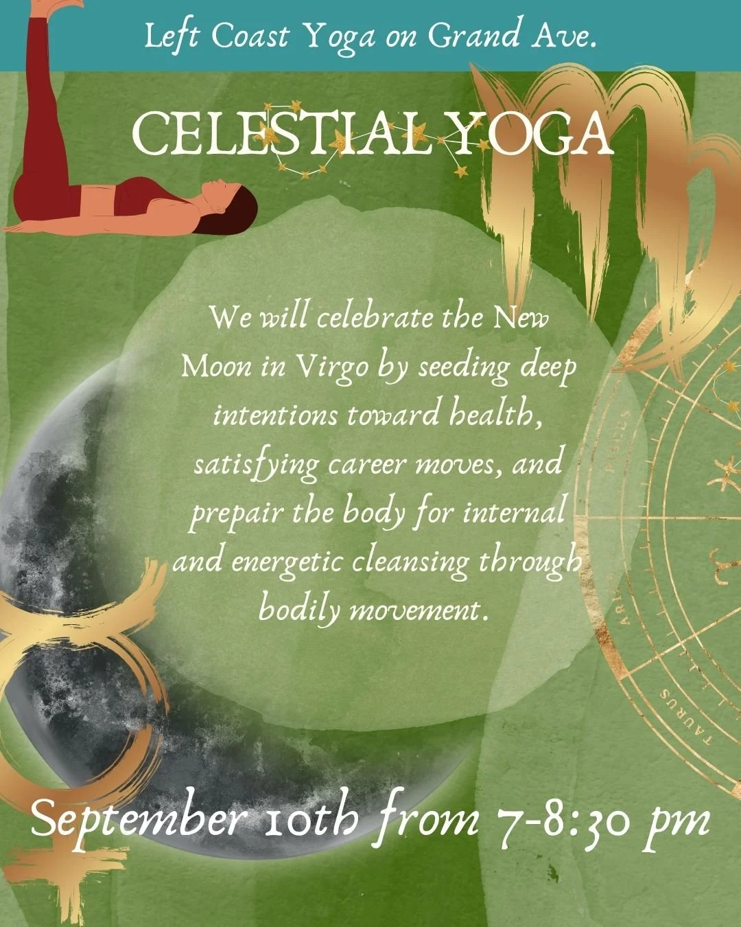 September 10th Celestial Yoga at Left Coast Yoga Grand Ave.