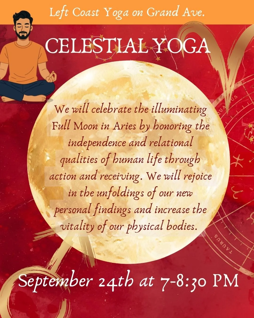 September 24th Celestial Yoga at Left Coast Yoga Grand Ave.