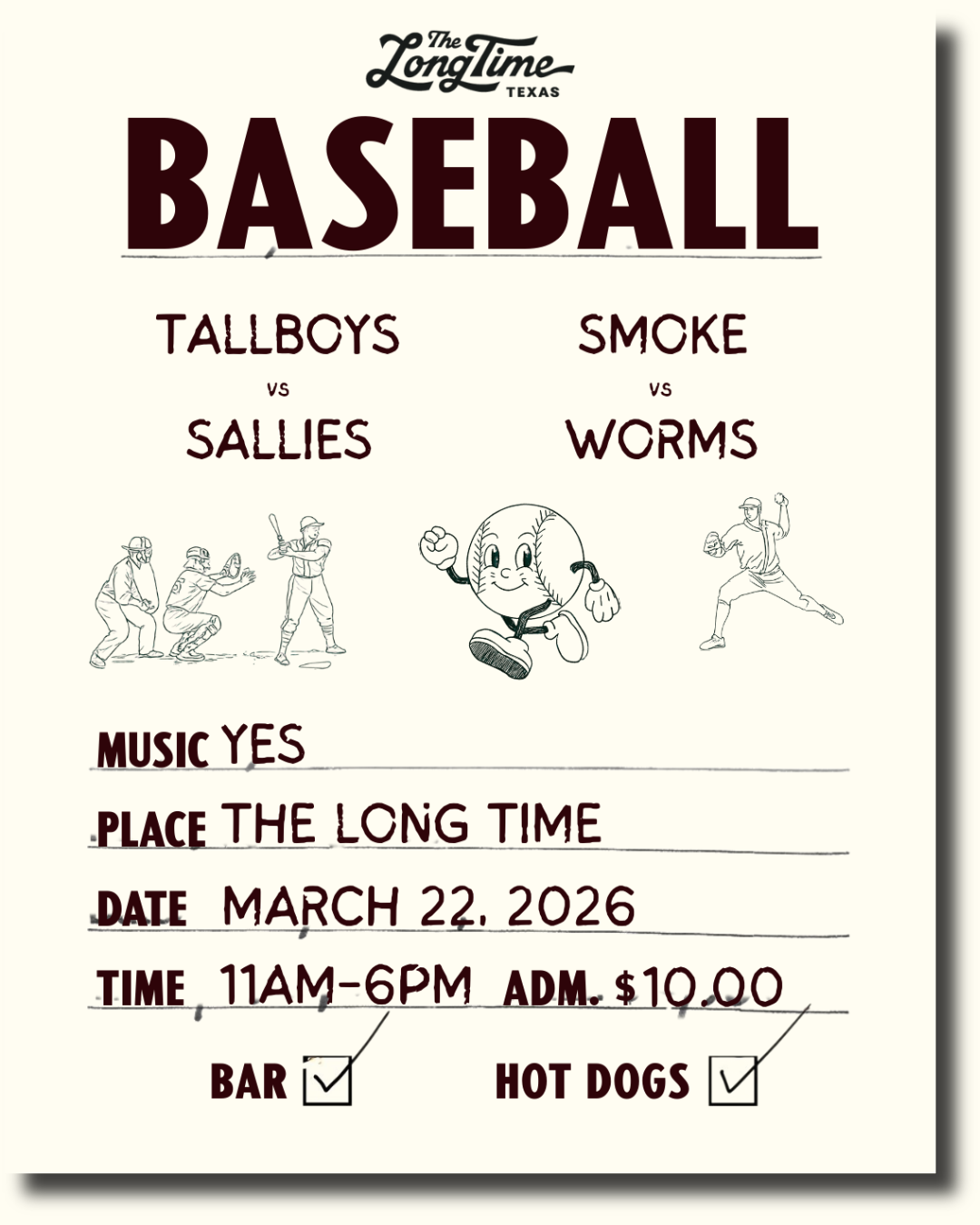 Baseball Game Poster for March 22