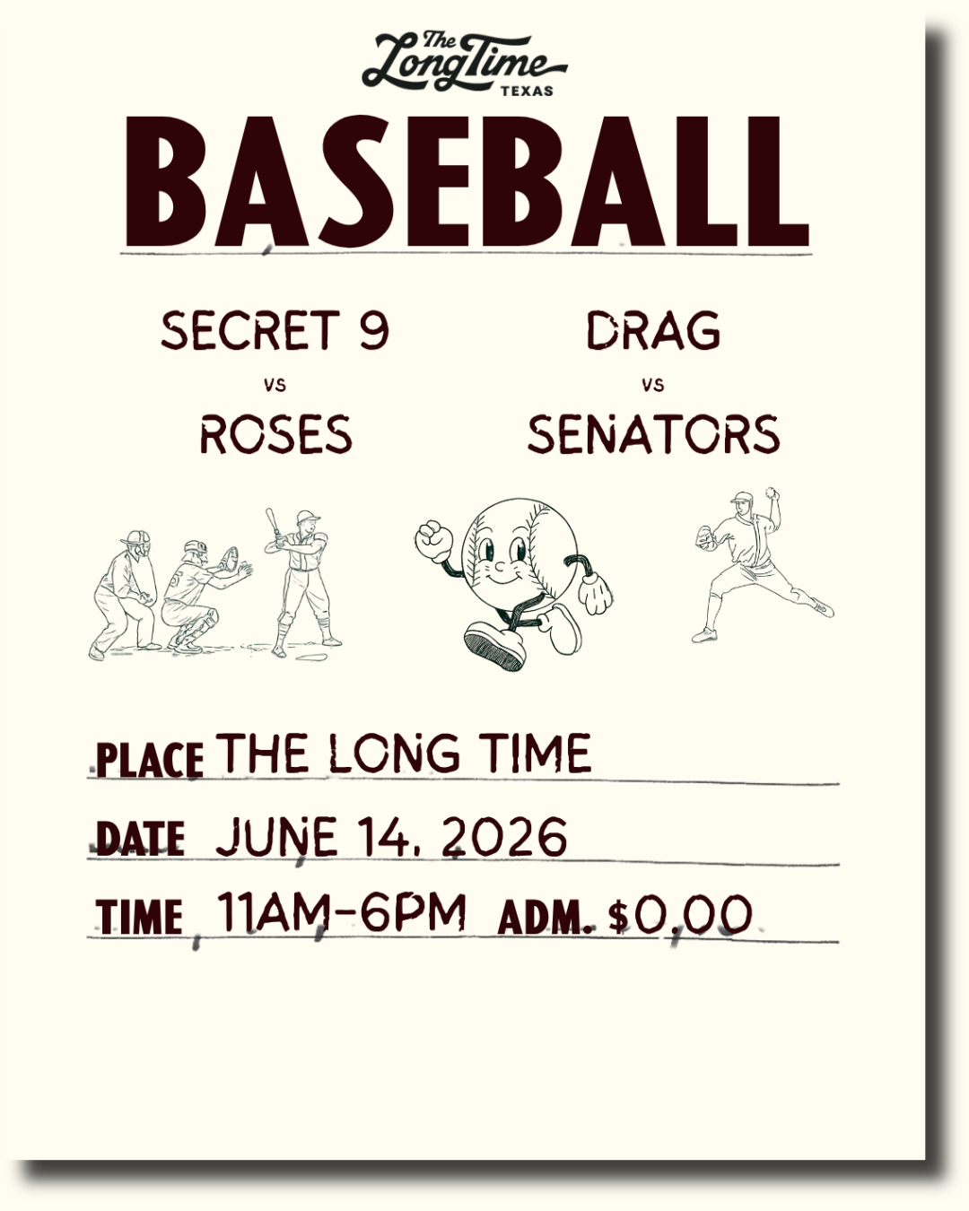 Baseball Game Poster for June 13