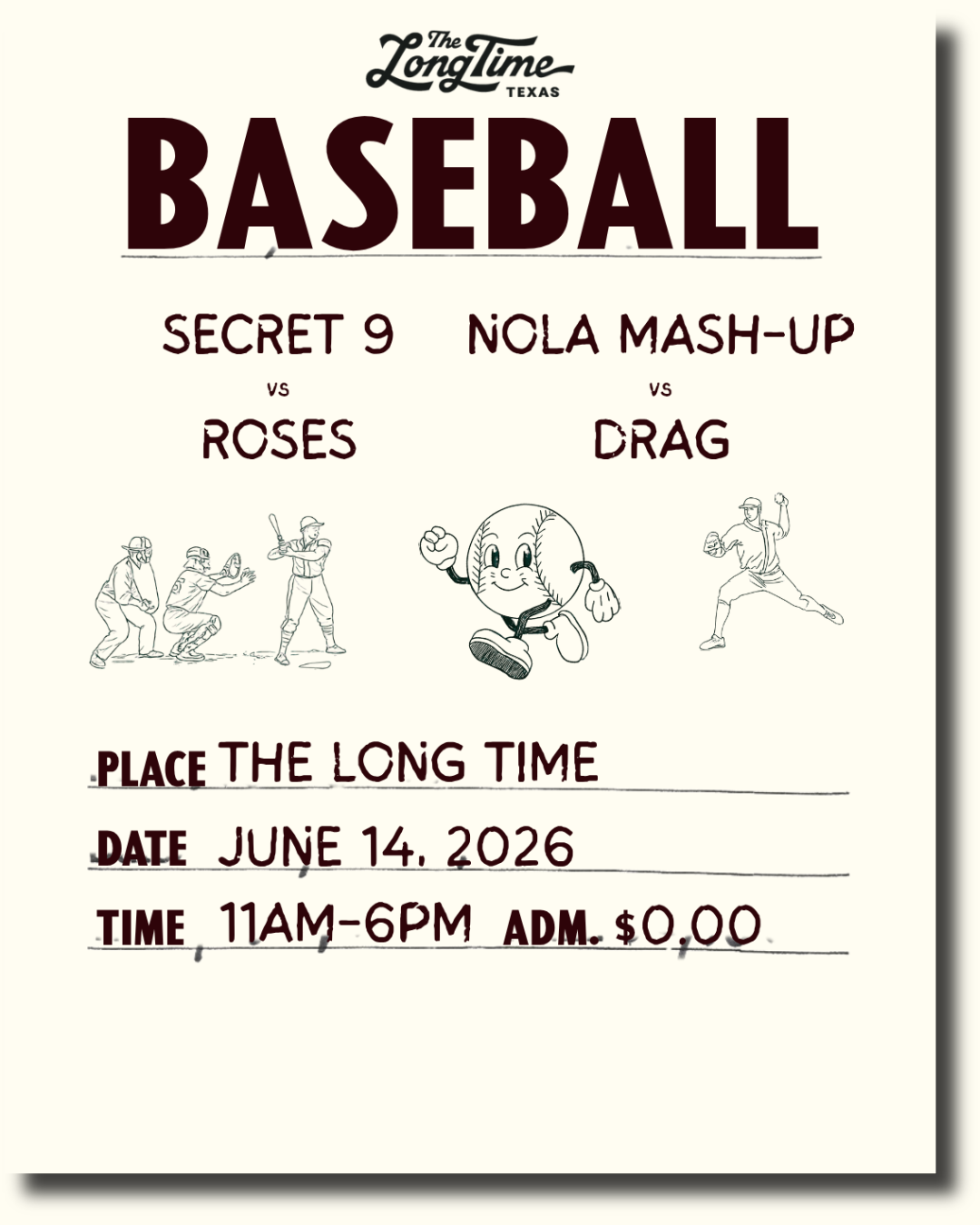 Baseball Game Poster for June 14