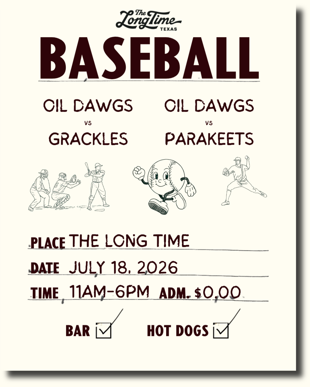 Baseball Game Poster for July 18