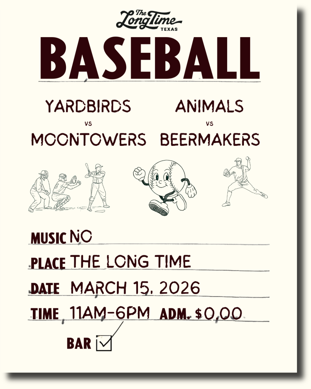 Baseball Game Poster for March 15