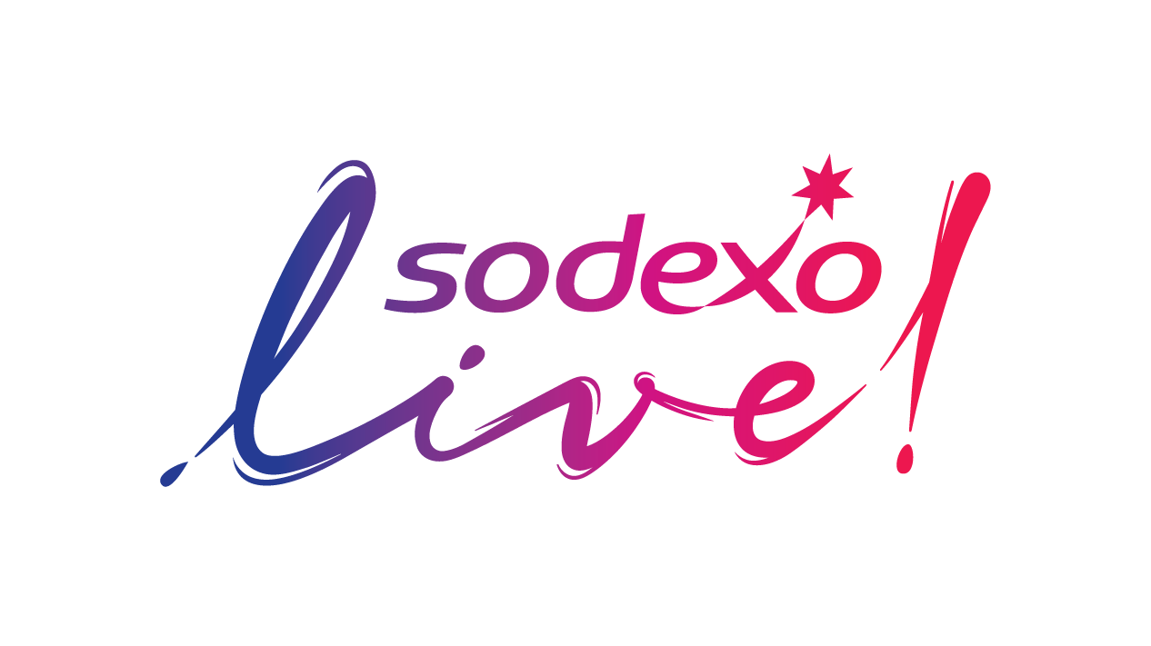 Energetic logo for Sodexo Live in a blue to red gradient