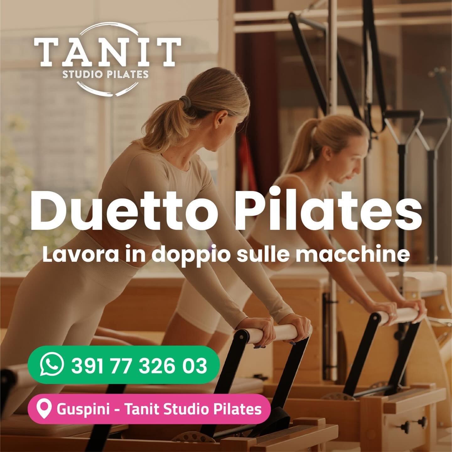 ✨👯 Allenarsi in 2 moltiplica la motivazione 💪
Con le nostre lezioni in DUETTO sulle grandi macchine del Pilates lavori in modo personalizzato, divertente e super efficace (💰inoltre risparmi anche sul costo!).

📲 Contattaci su Whatsapp per info e 