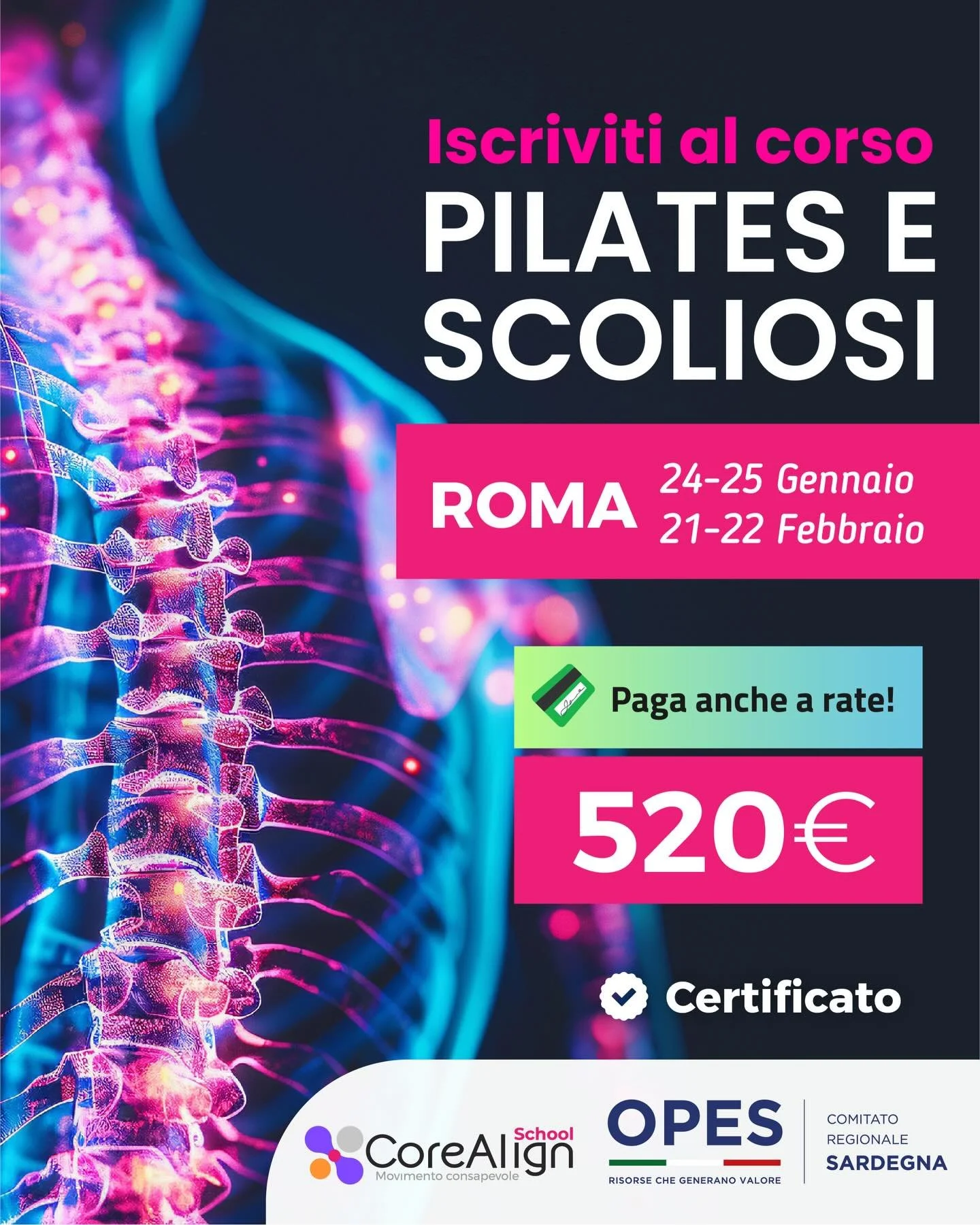 📍 Roma, la formazione CoreAlign School fa tappa in citt&agrave;!

Siamo felici di annunciare il corso certificato OPES di formazione avanzata Pilates e Scoliosi, un percorso intensivo dedicato a chi vuole approfondire le dinamiche biomeccaniche e le
