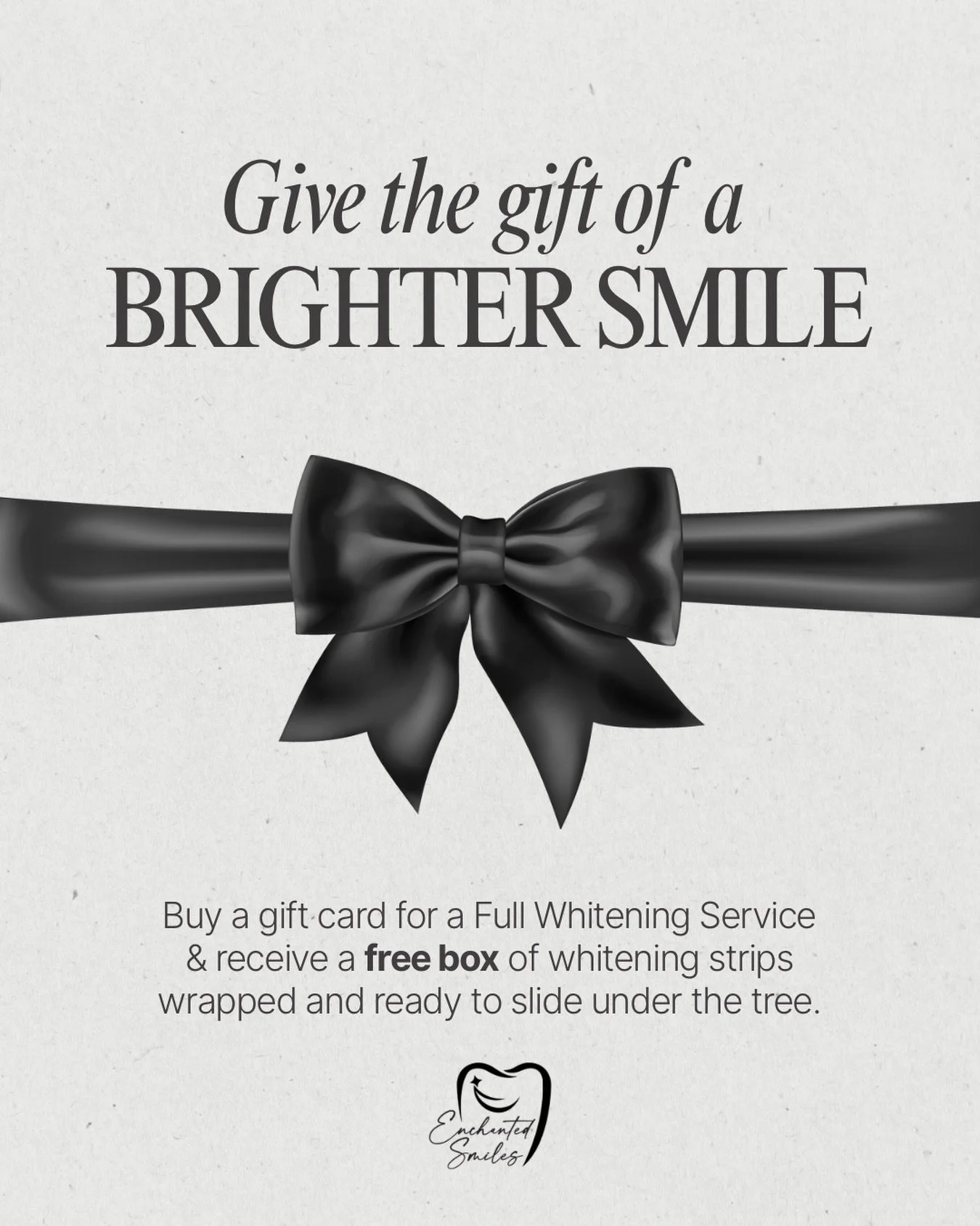 ✨Give the gift of a brighter smile this holiday season✨

Buy a gift card for a full whitening service and get a free box of whitening strips wrapped and ready to slide right under the tree🎄
It is the easiest gift you will buy all year and the one th