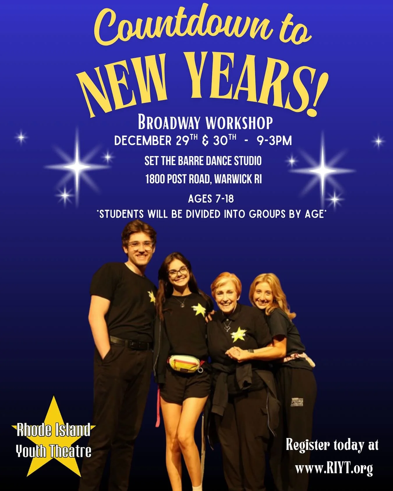 Our summer team is back for a thrilling workshop! 🤩Join Molly, Bryn, Alex, &amp; Nancy for two days of foundational musical theatre skills, and exploring selections from our upcoming season as well as current broadway shows. Spend the last days of 2
