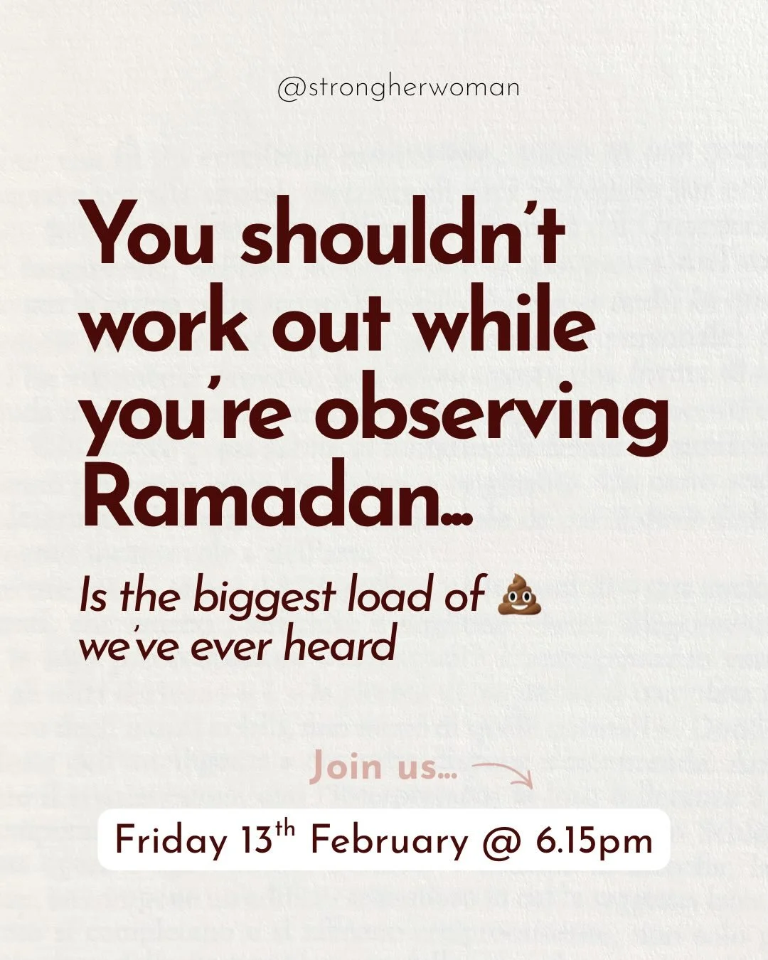 📢 PSA: You don&rsquo;t have to abandon training during Ramadan! 

So many women think they have to choose between observing Ramadan and looking after their bodies and that simply isn&rsquo;t true.

Training during Ramadan doesn&rsquo;t mean pushing 