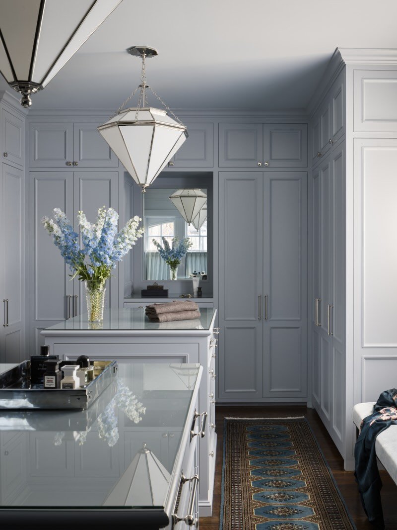 By reimagining the layout of our Sunset Hill project&rsquo;s primary wing, we transformed what was once an undersized closet into a proper dressing room, complete with his + hers islands. 

Design: @kobelandco
Photography: @natesheetsphoto