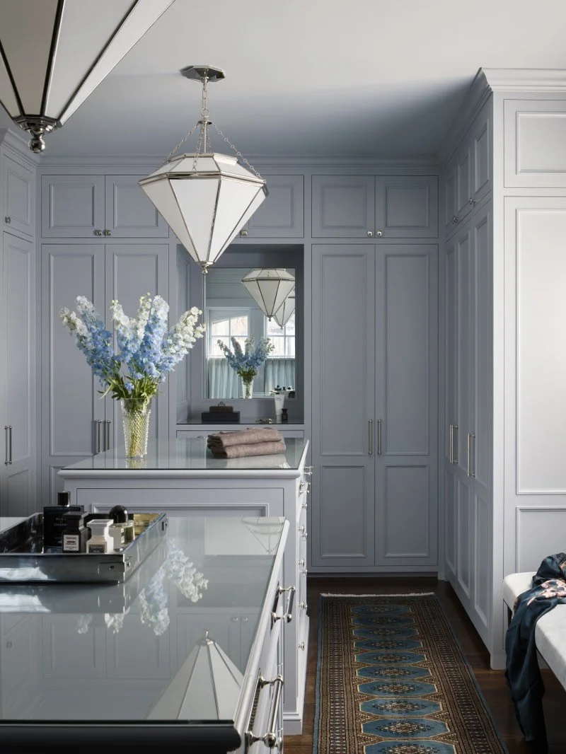 By reimagining the layout of our Sunset Hill project&rsquo;s primary wing, we transformed what was once an undersized closet into a proper dressing room, complete with his + hers islands. 

Design: @kobelandco
Photography: @natesheetsphoto