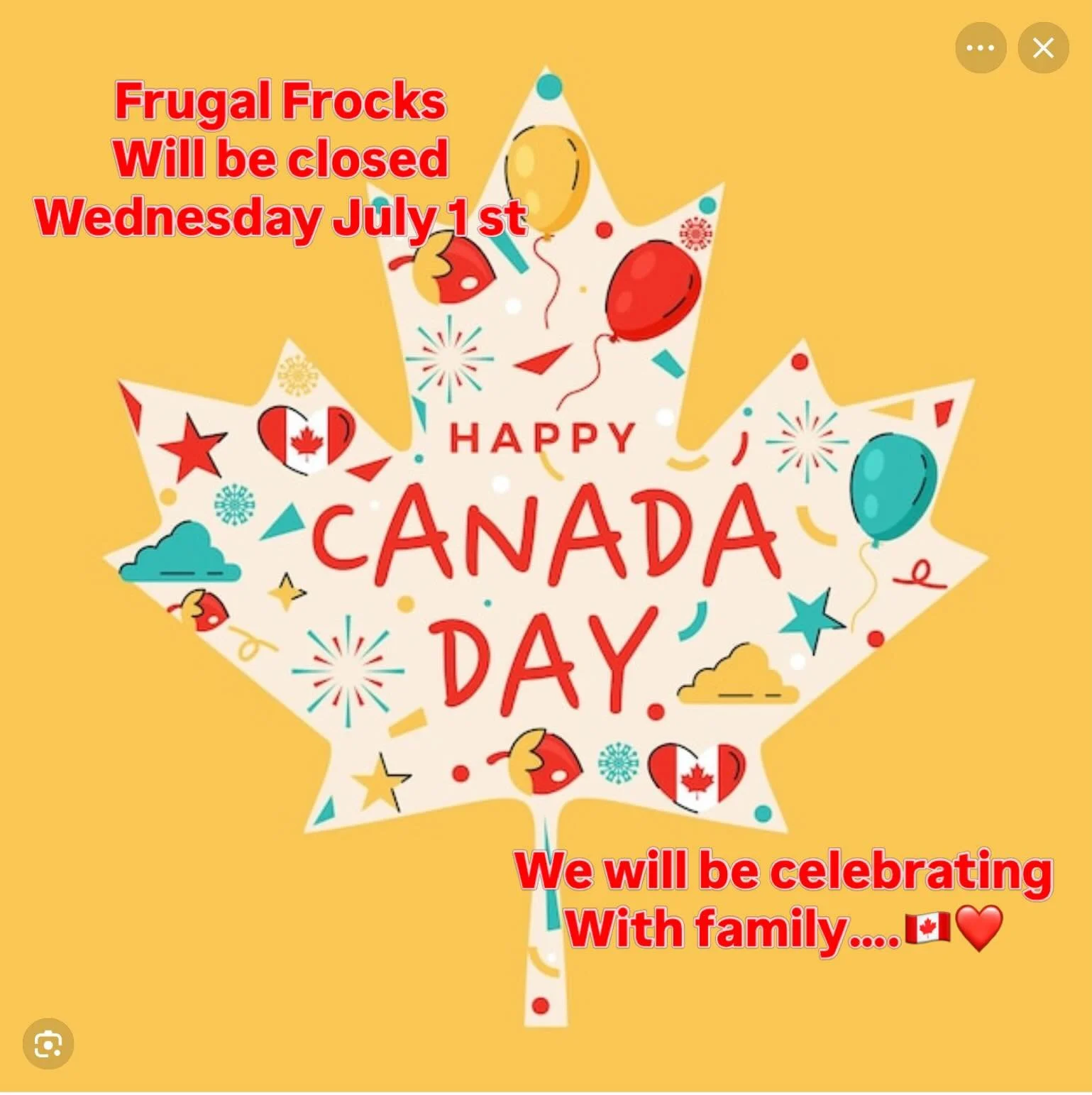 Wishing all my followers a wonderful Canada day 🇨🇦 cheers from the gals at Frugal Frocks. ❤️