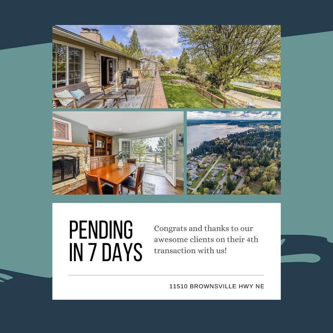 Nothing makes us happier than helping clients meet their goals! Send us a message if we can help you meet yours.

Pending in 7 days!
11510 Brownsville Highway NE, Poulsbo, WA 98370
MLS# 1918343