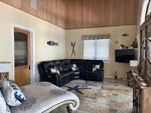 New in 2025 a leather, reclining sofa.