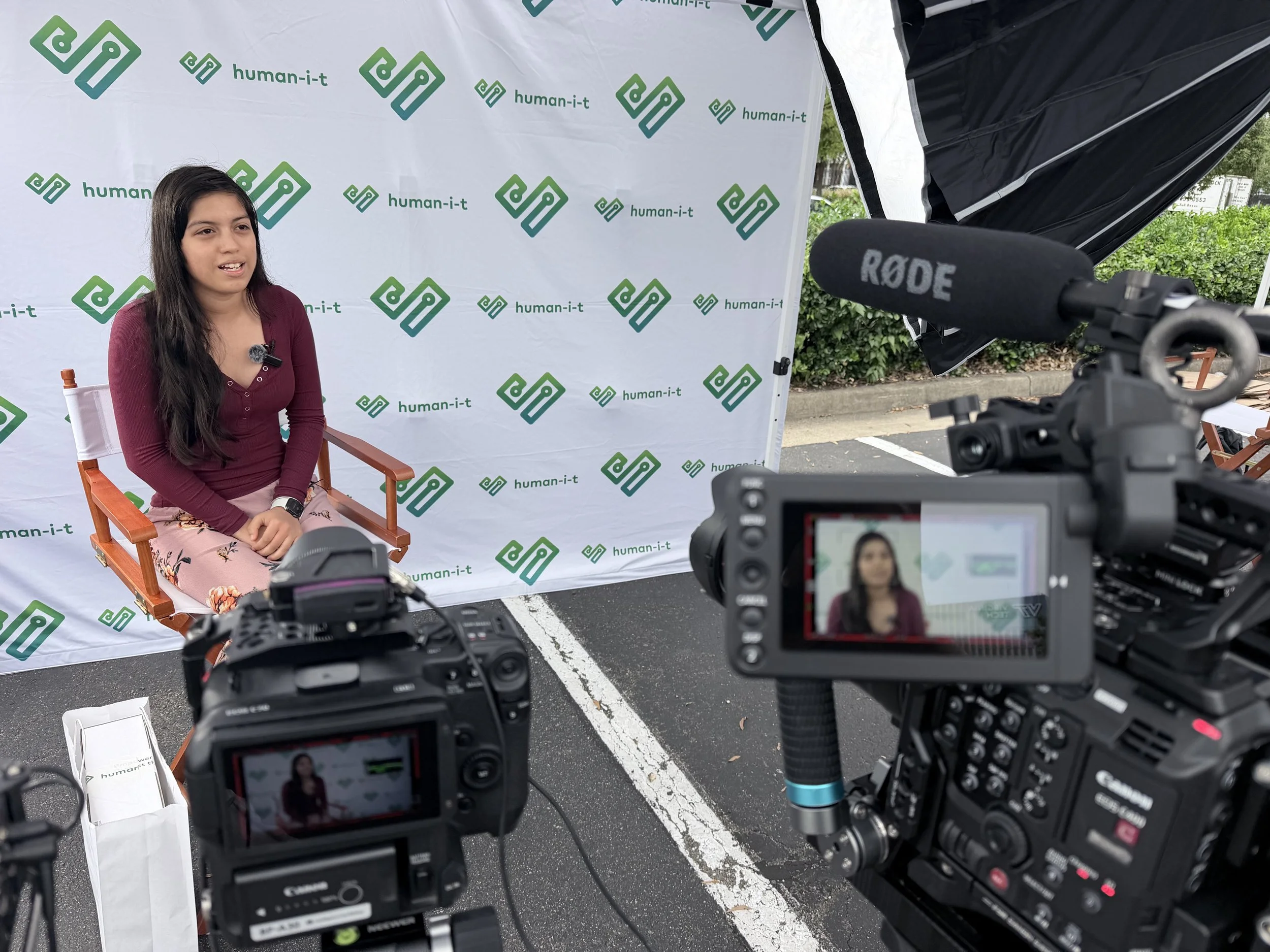 Filming a subject for an outdoor event using a Canon C400 cinema camera in Alexandria, Virginia, by C King Media