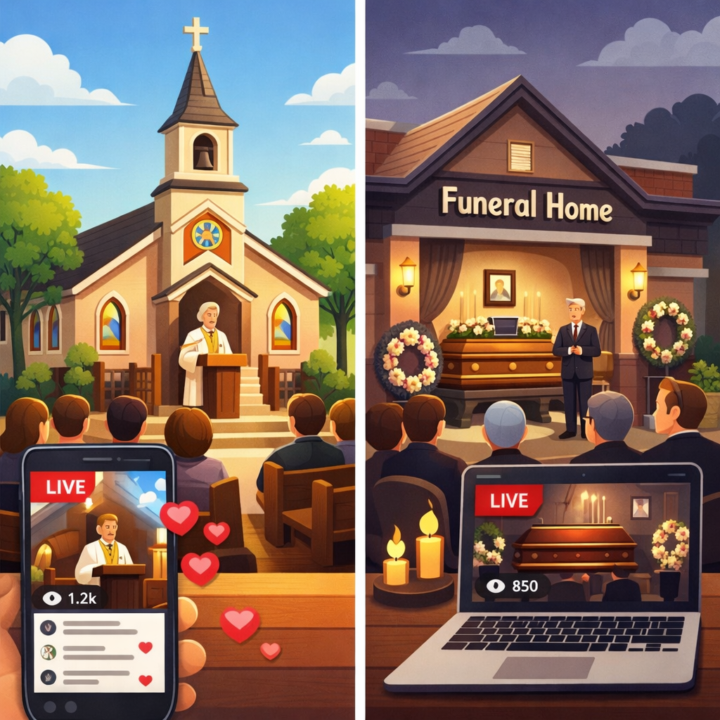 Live Streaming Funerals in Churches vs. Funeral Homes: What’s the Difference?