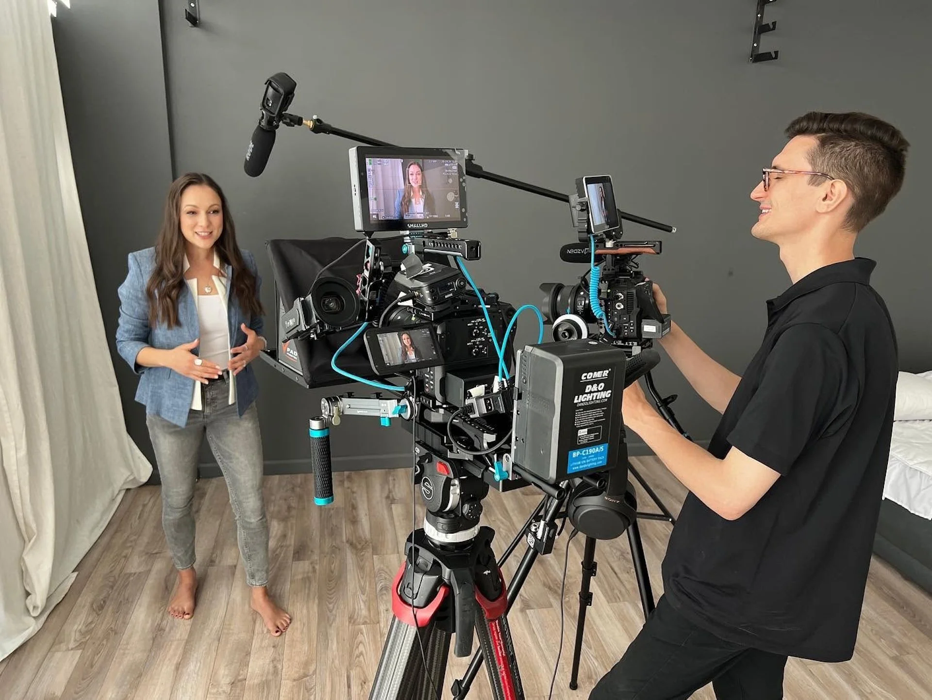 The C King Media team filming a client for her educational platform