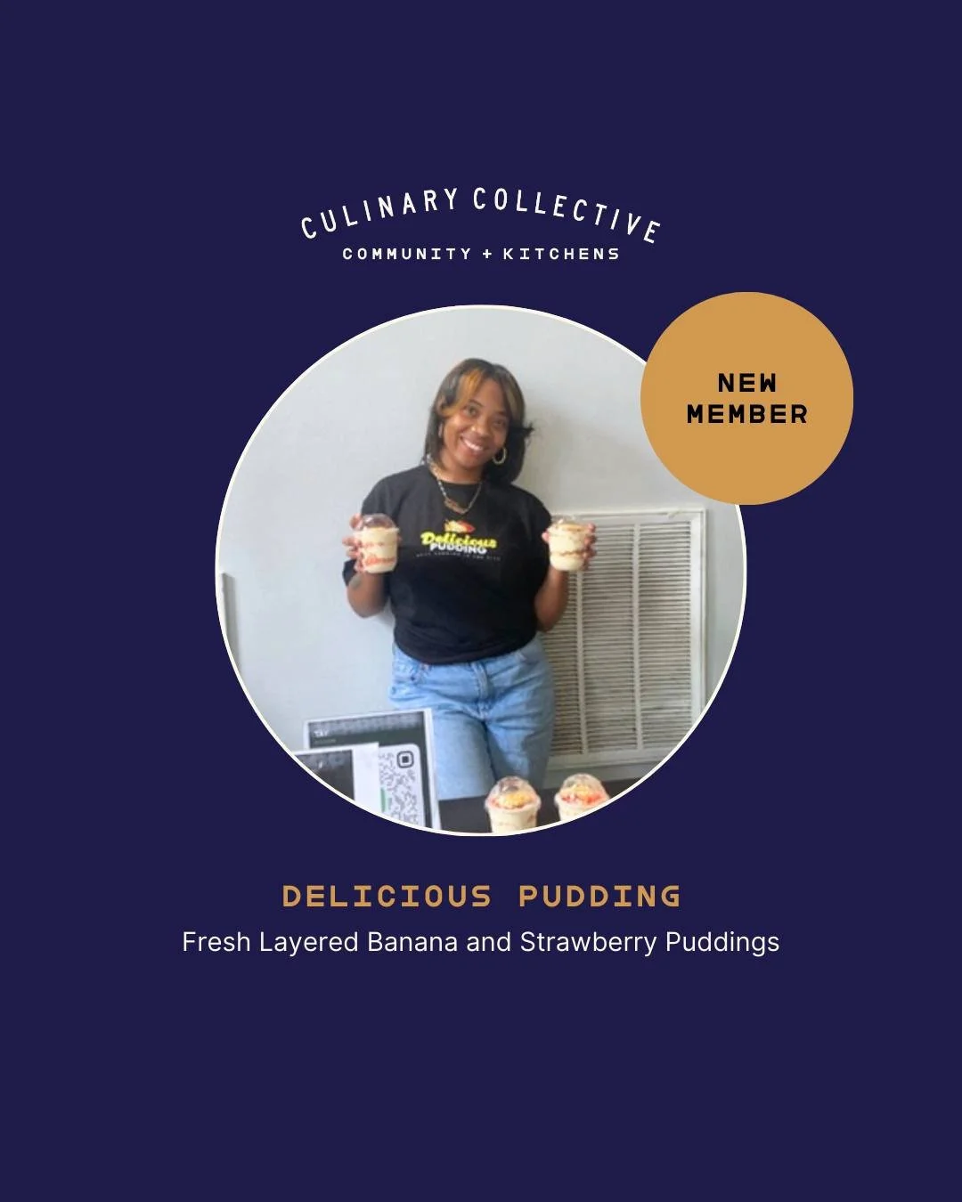 New member alert: @deliciousspudding! 🍌🍓 

Delicious Pudding started with founder Tiffany making desserts for friends and family, and over time, the love and support she received turned that passion into a growing business.

What means the most to 