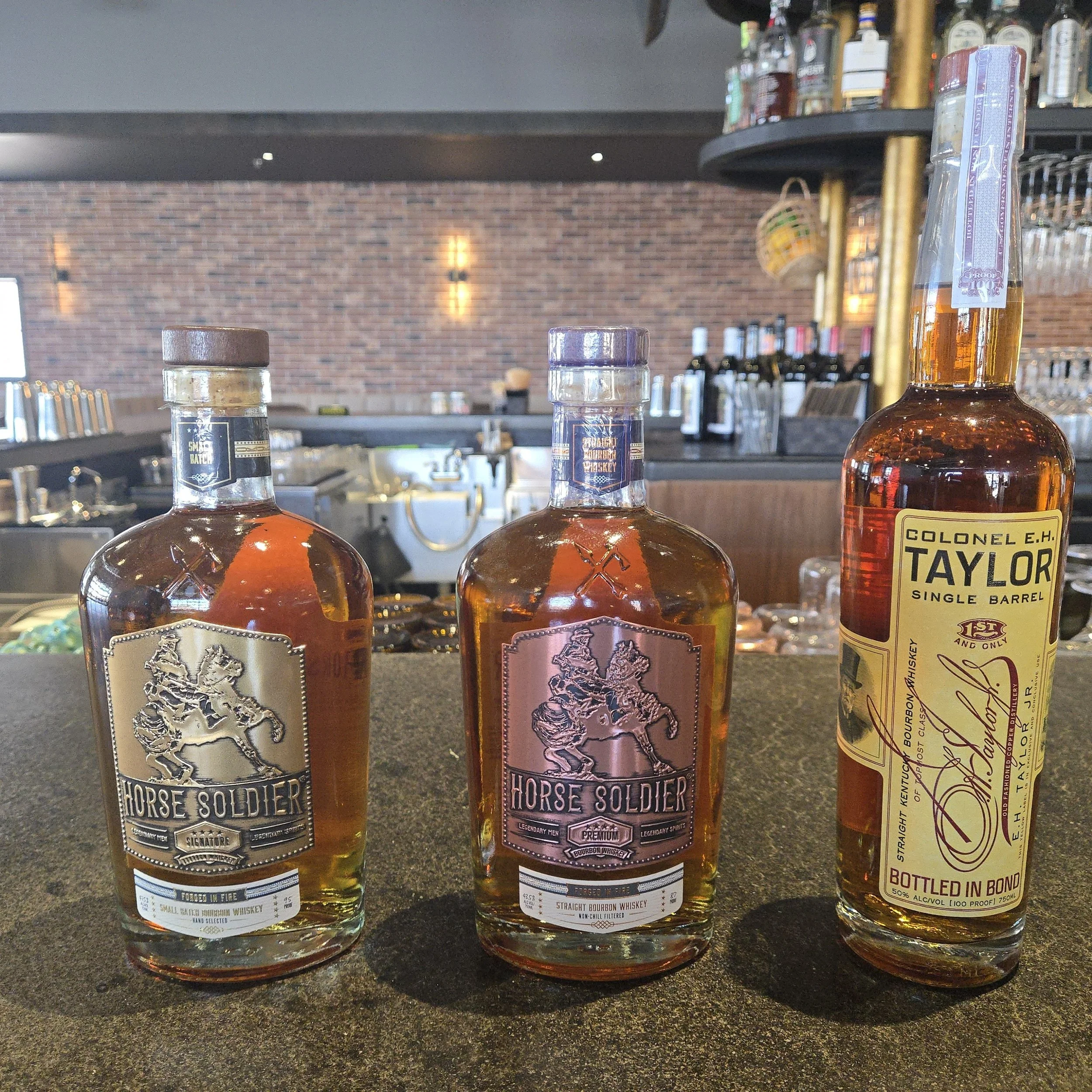 This weeks Whiskey Wednesday Flight is Horse Soldier Small Batch, Horse Soldier Straight Bourbon and EHT Single Barrel. 3 - 1oz pours paired with an order of our delicious wings(golden or white BBQ) for $37. Great way to try some different whiskeys a