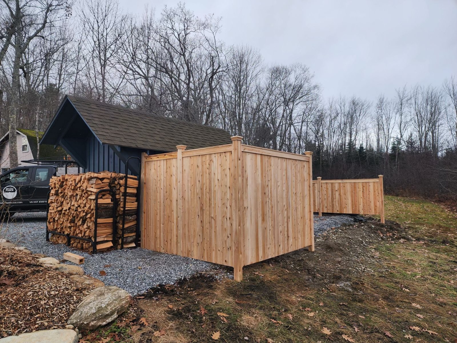 custom cedar privacy panel and utility enclosure (C12)