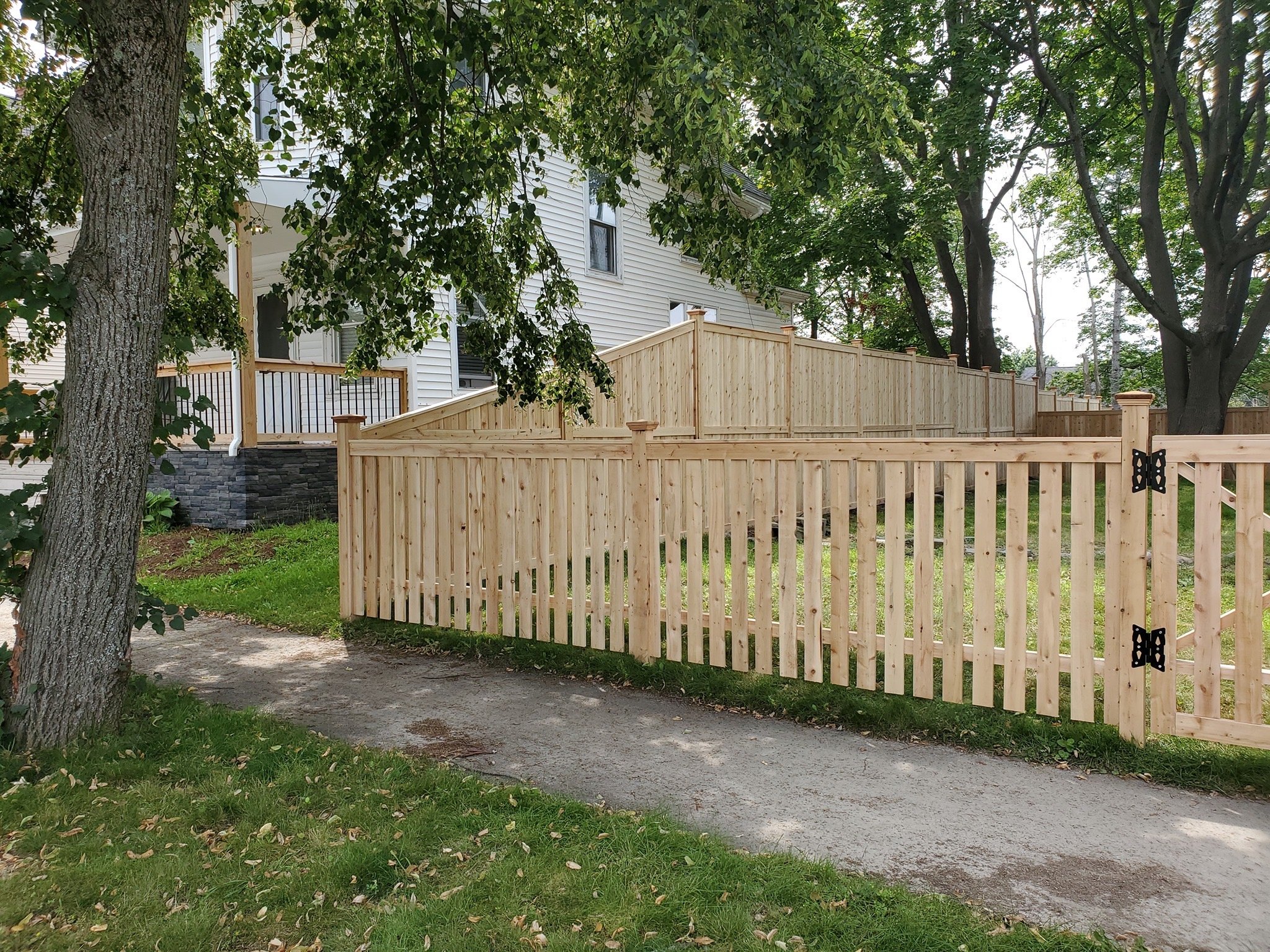 custom cedar picket and good neighbor privacy fence (C64